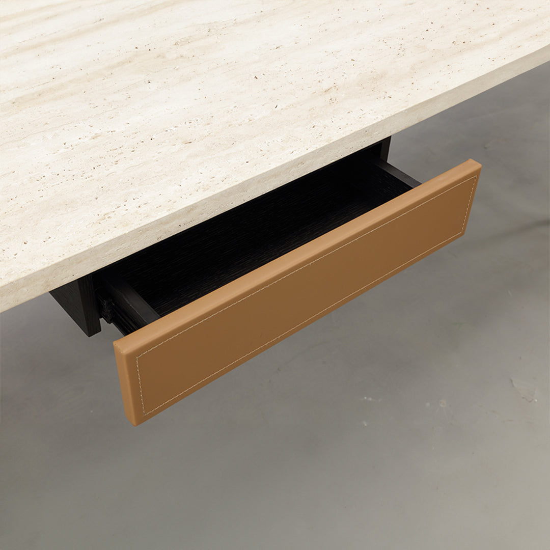 White Travertine Desk With Drawer T533-1(200CM) - Office Desks - ebarza Furniture UAE | Shop Modern Furniture in Abu Dhabi & Dubai - مفروشات ايبازرا في الامارات | تسوق اثاث عصري وديكورات مميزة في دبي وابوظبي