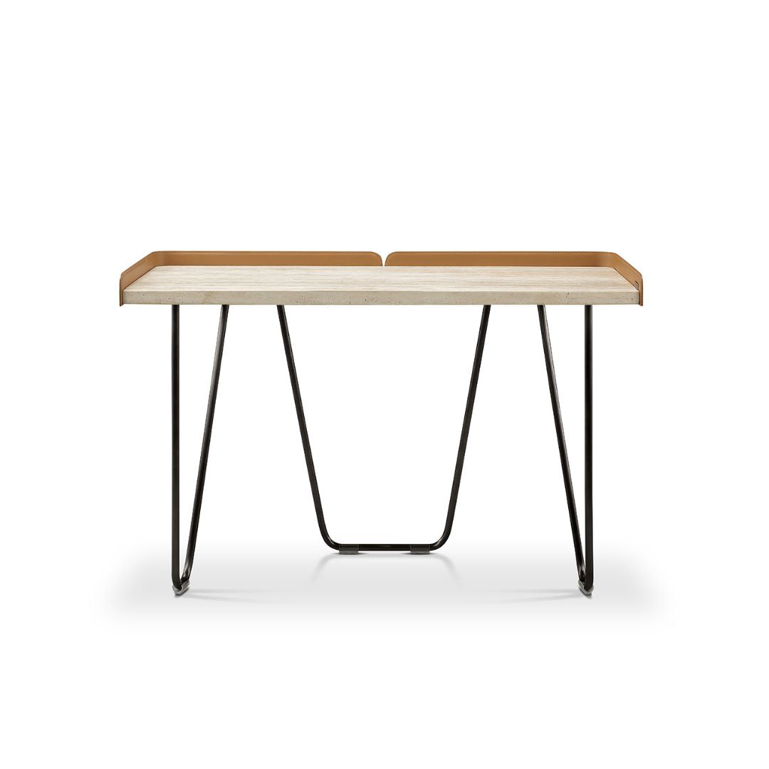 White Travertine Desk Without Drawer T533(120) - Office Desks - ebarza Furniture UAE | Shop Modern Furniture in Abu Dhabi & Dubai - مفروشات ايبازرا في الامارات | تسوق اثاث عصري وديكورات مميزة في دبي وابوظبي