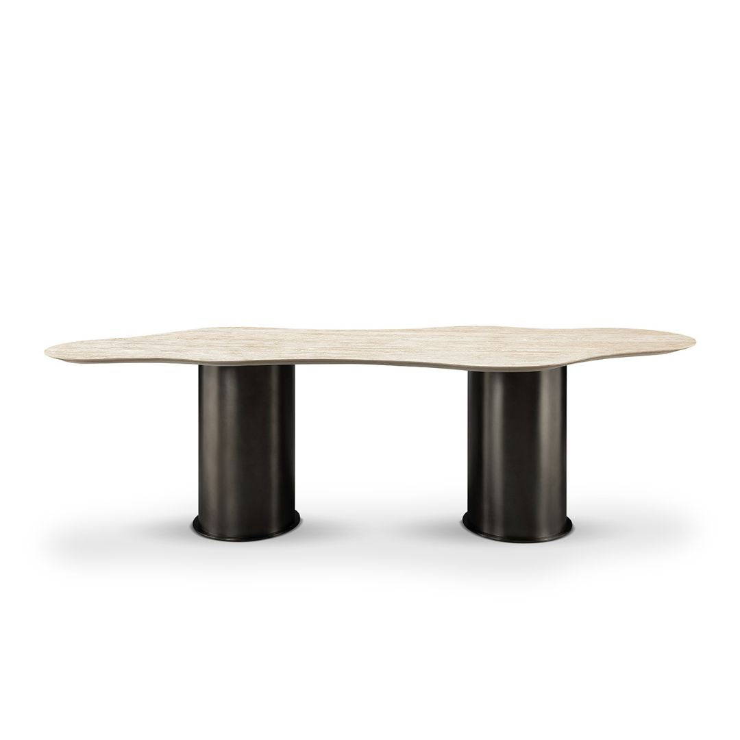 Pre-order 35 Days Delivery White Travertine Office Desk/Dining Table ST534 -  Dining Tables - ebarza Furniture UAE | Shop Modern Furniture in Abu Dhabi & Dubai - مفروشات ايبازرا في الامارات | تسوق اثاث عصري وديكورات مميزة في دبي وابوظبي