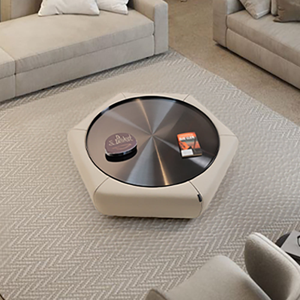 Mosaic Octagon Leather Coffee Table LT067B - Coffee Table - ebarza Furniture UAE | Shop Modern Furniture in Abu Dhabi & Dubai - مفروشات ايبازرا في الامارات | تسوق اثاث عصري وديكورات مميزة في دبي وابوظبي