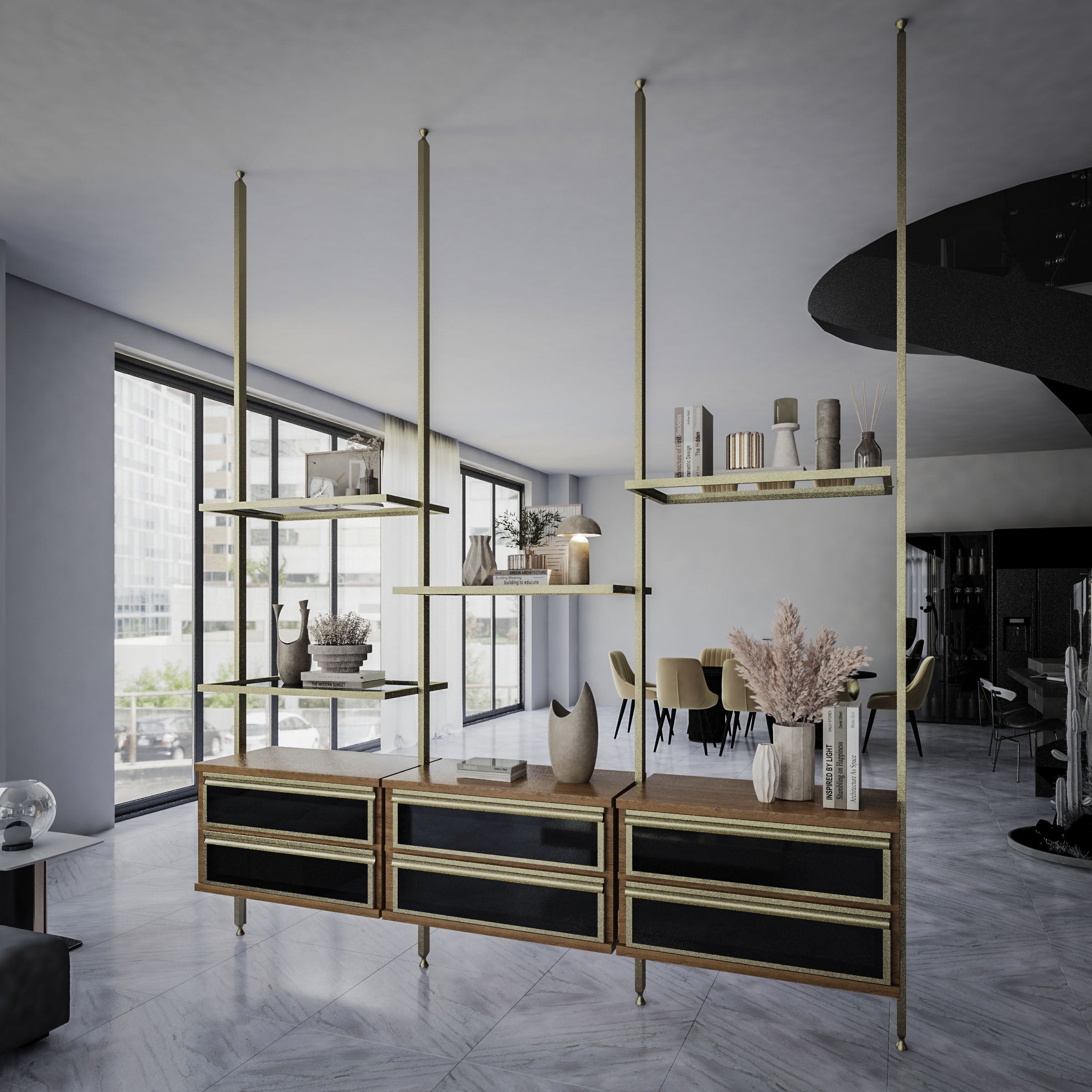 Antik Closet/partition  Main Profile With LED 450cm  Antik Color W-AL-10-1-0739 -  Cabinets - ebarza Furniture UAE | Shop Modern Furniture in Abu Dhabi & Dubai - مفروشات ايبازرا في الامارات | تسوق اثاث عصري وديكورات مميزة في دبي وابوظبي