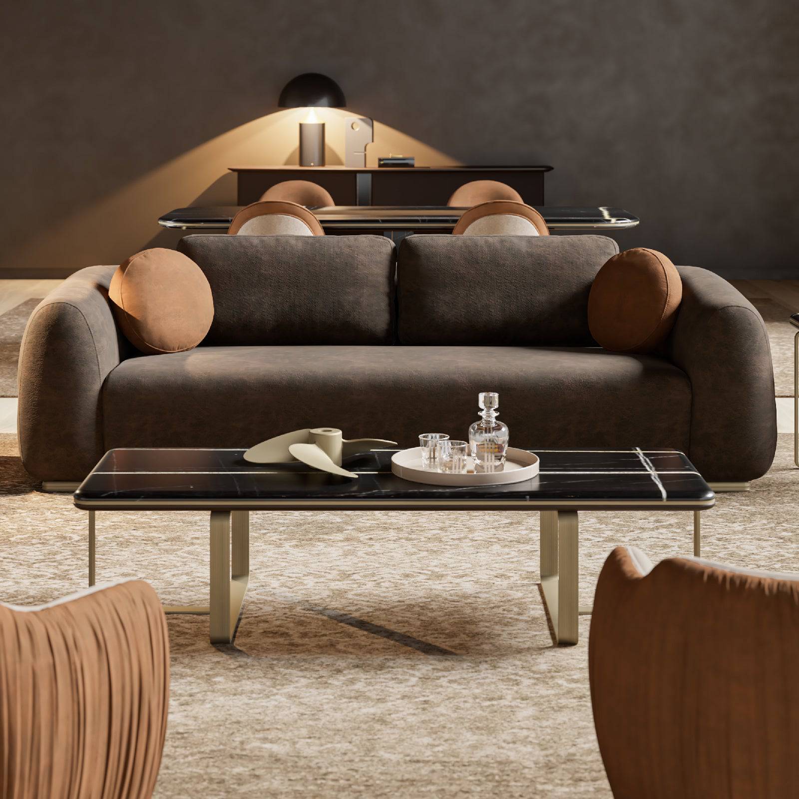 Amber Marble Center Table Ambrct-050 -  Coffee Tables - ebarza Furniture UAE | Shop Modern Furniture in Abu Dhabi & Dubai - مفروشات ايبازرا في الامارات | تسوق اثاث عصري وديكورات مميزة في دبي وابوظبي