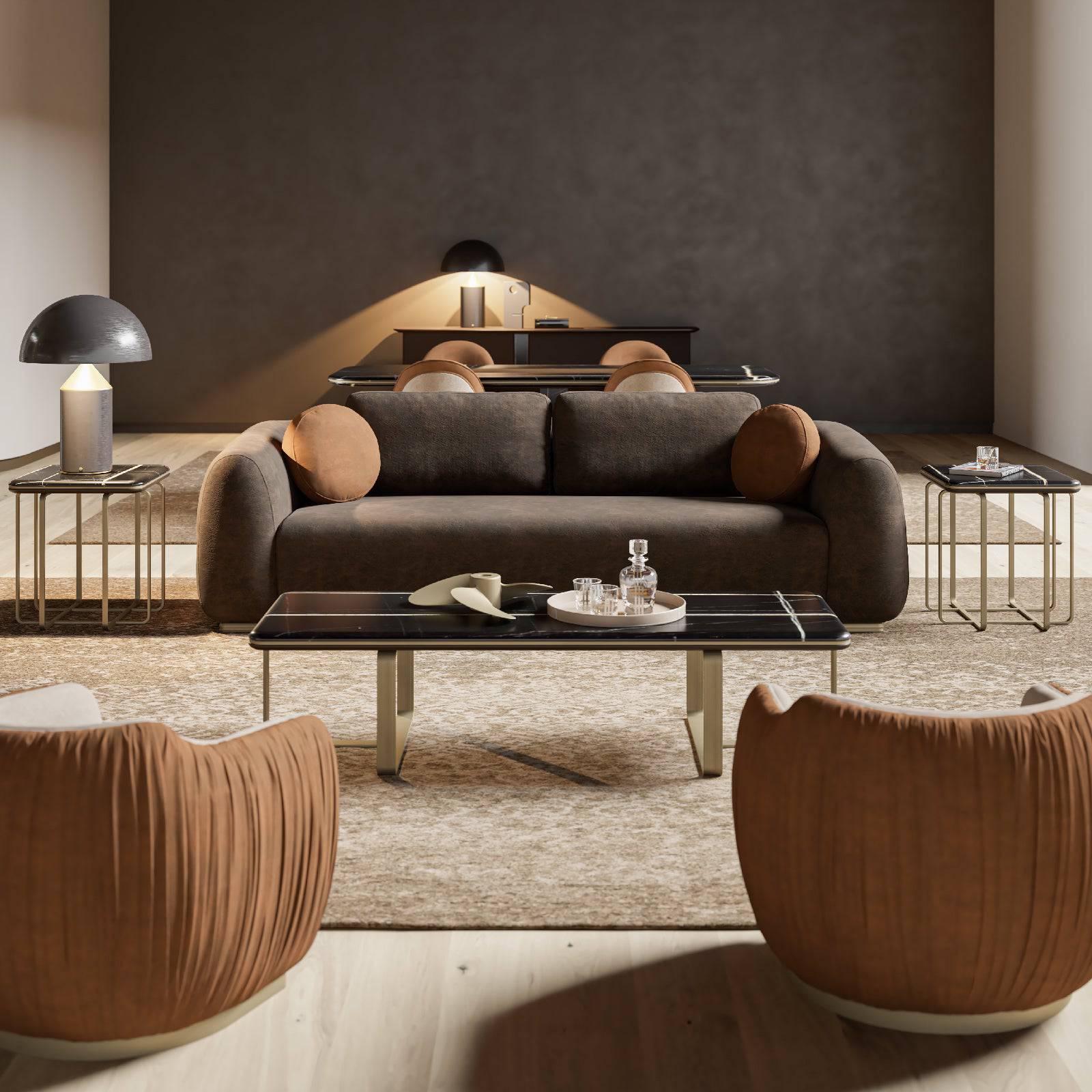 Amber Marble Side Table Ambrst-051 -  Side Tables - ebarza Furniture UAE | Shop Modern Furniture in Abu Dhabi & Dubai - مفروشات ايبازرا في الامارات | تسوق اثاث عصري وديكورات مميزة في دبي وابوظبي