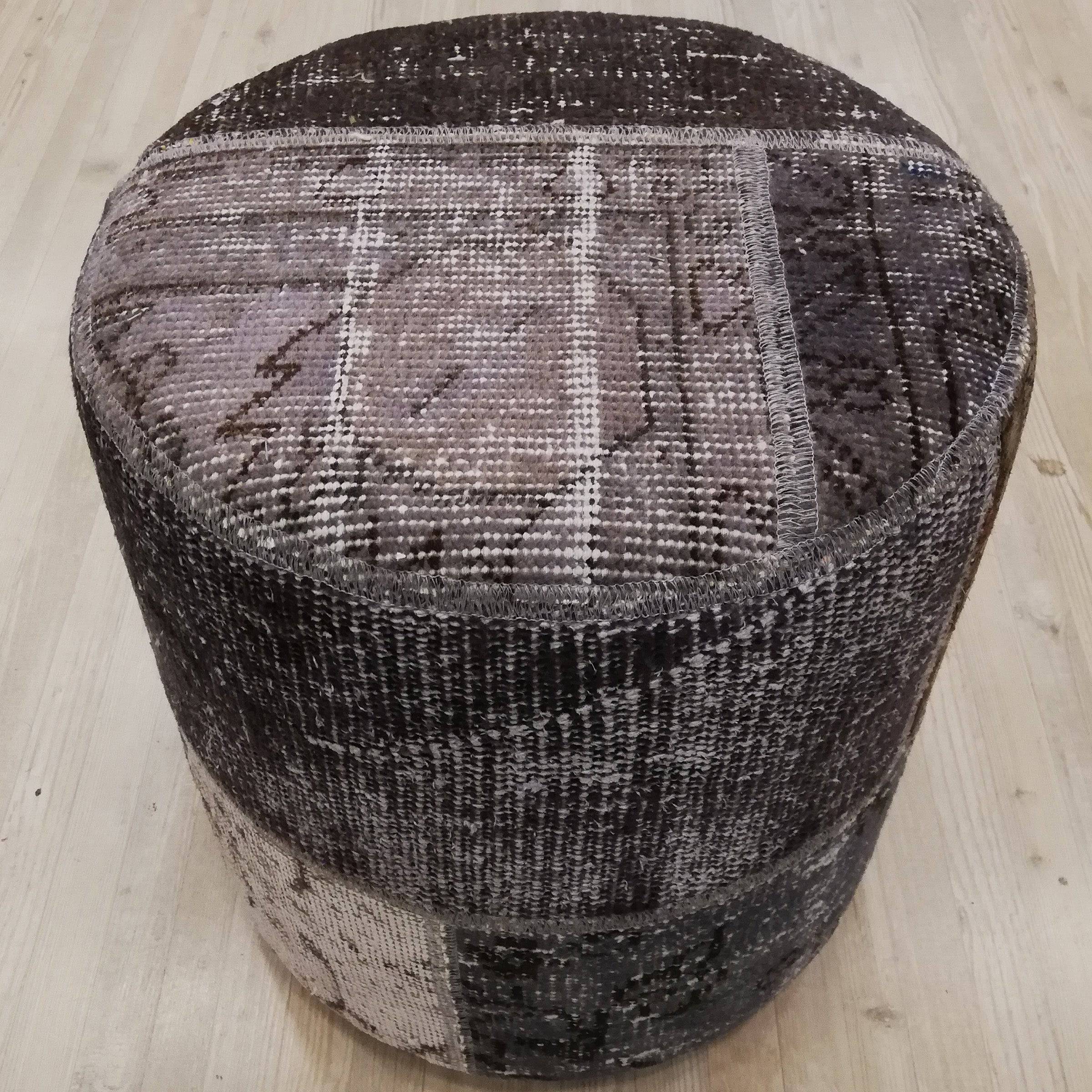 Anatolian Patchwork Style Pouf Pof-Grey116 - P25 - Poufs - ebarza Furniture UAE | Shop Modern Furniture in Abu Dhabi & Dubai - مفروشات ايبازرا في الامارات | تسوق اثاث عصري وديكورات مميزة في دبي وابوظبي
