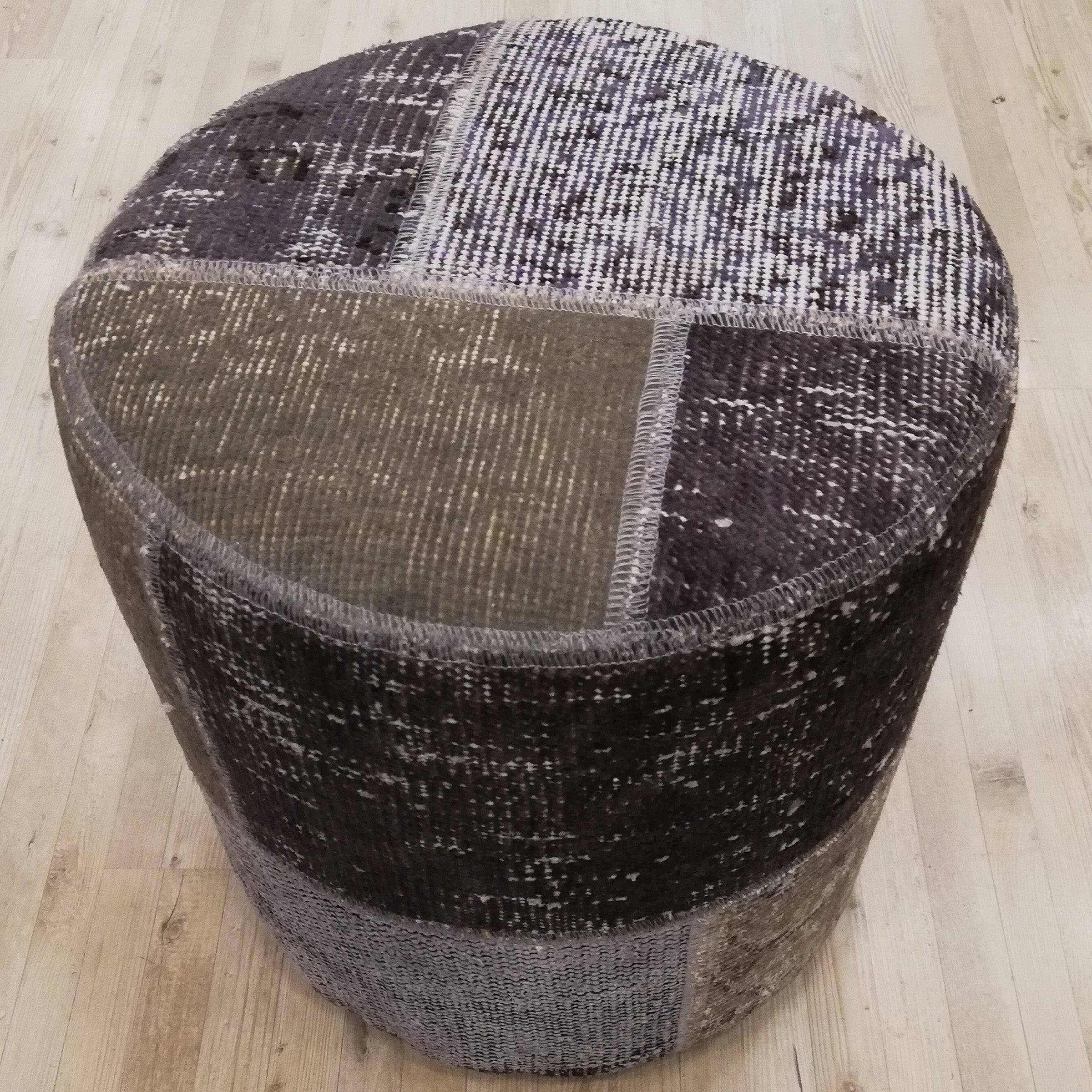 Anatolian Patchwork Style Pouf Pof-Grey116 - P25 -  Poufs - ebarza Furniture UAE | Shop Modern Furniture in Abu Dhabi & Dubai - مفروشات ايبازرا في الامارات | تسوق اثاث عصري وديكورات مميزة في دبي وابوظبي
