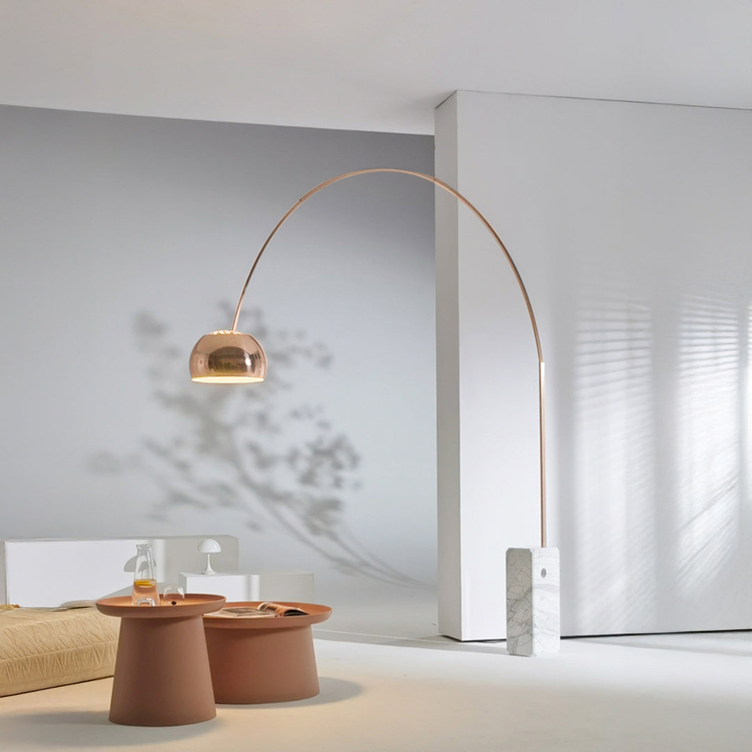 Arc Lamp With Natural Marble Base Bp0078-G - Floor Lamps - ebarza Furniture UAE | Shop Modern Furniture in Abu Dhabi & Dubai - مفروشات ايبازرا في الامارات | تسوق اثاث عصري وديكورات مميزة في دبي وابوظبي