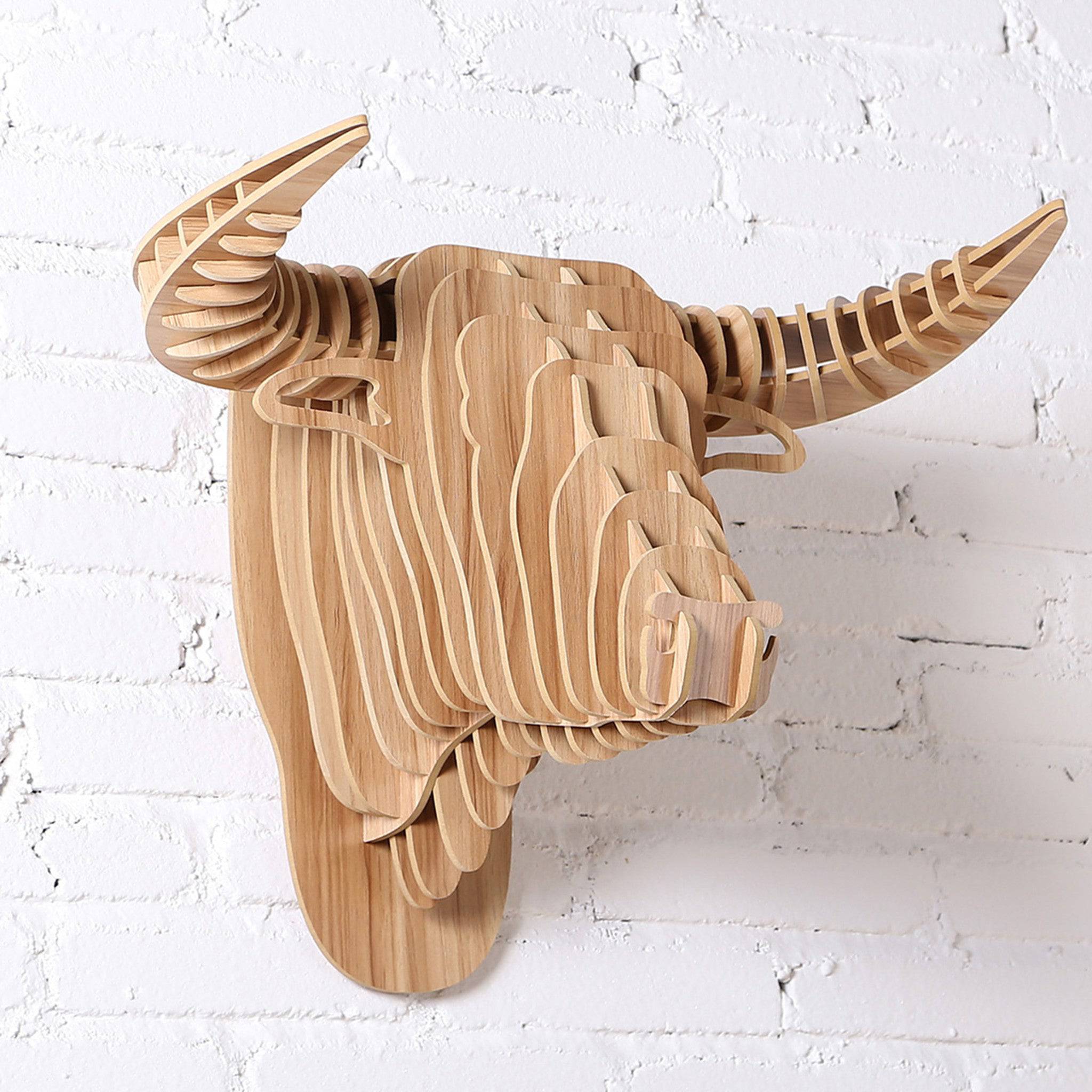 Art Home Bull Wall Decoration Wood Crafts (Medium) Wdp014Mn - Shelves - ebarza Furniture UAE | Shop Modern Furniture in Abu Dhabi & Dubai - مفروشات ايبازرا في الامارات | تسوق اثاث عصري وديكورات مميزة في دبي وابوظبي