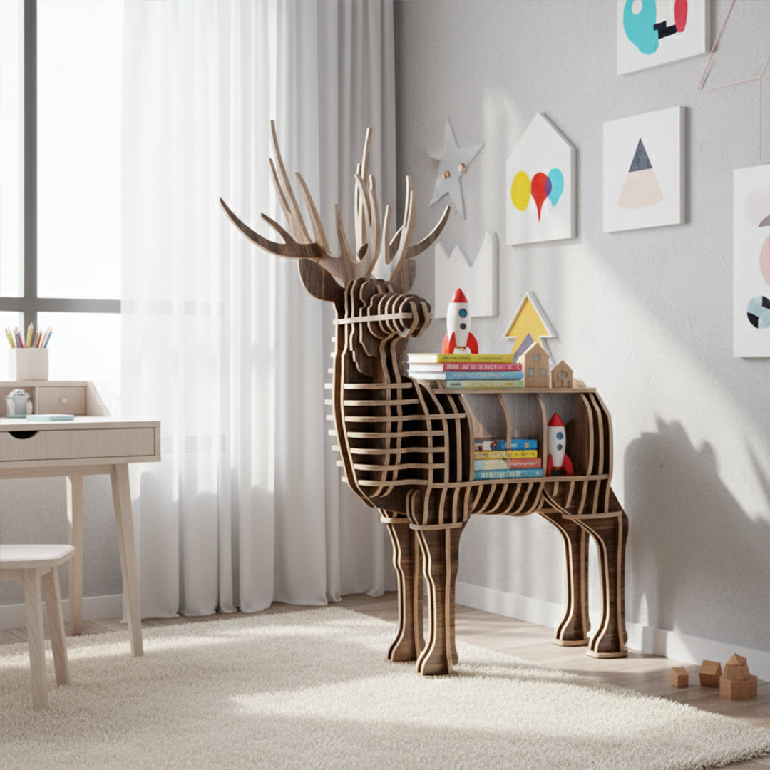 Art Home Deer Decoration Shelving Wood Crafts Tp001Mw - Shelves - ebarza Furniture UAE | Shop Modern Furniture in Abu Dhabi & Dubai - مفروشات ايبازرا في الامارات | تسوق اثاث عصري وديكورات مميزة في دبي وابوظبي