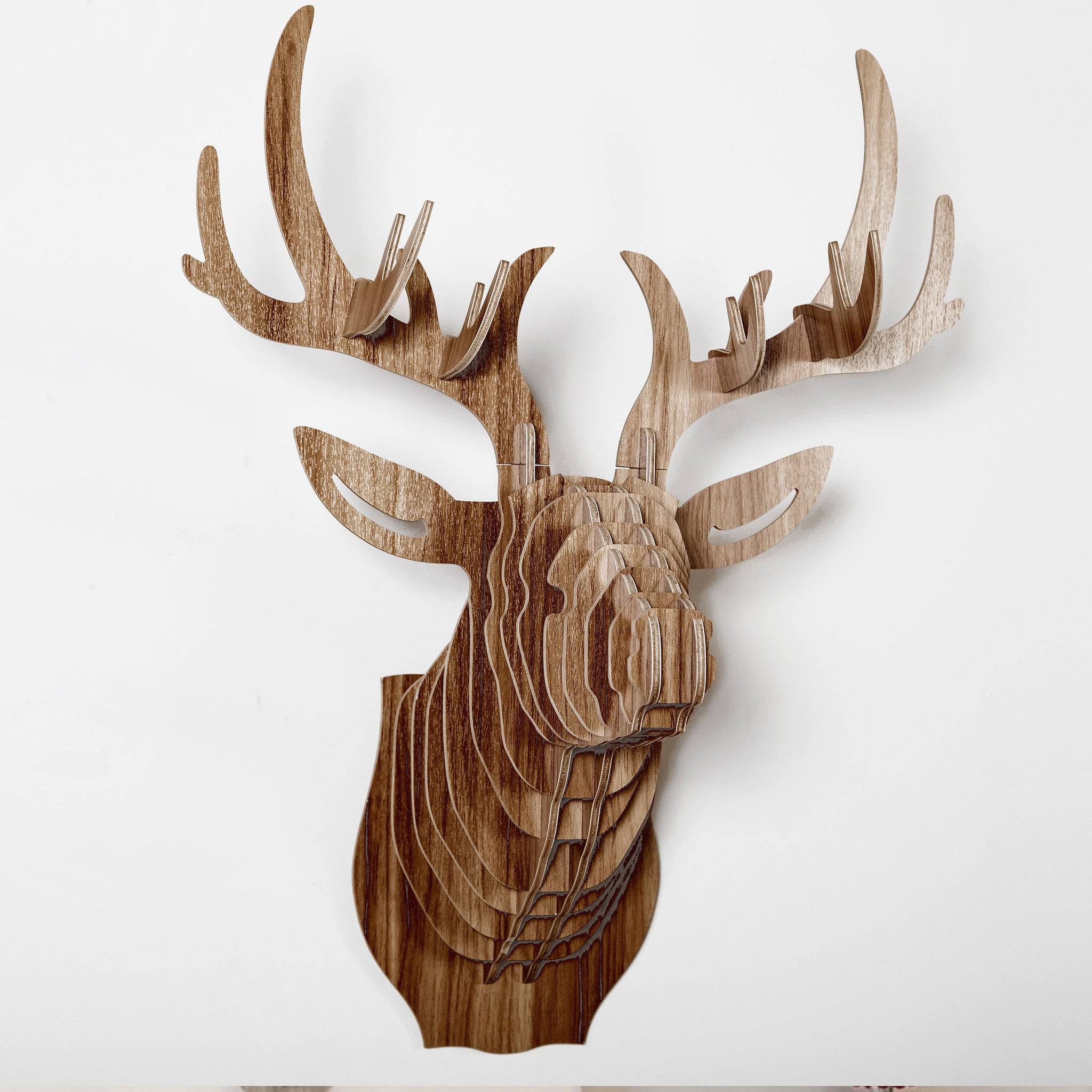 Art Home Deer Wall Decoration Wood Crafts (Small) Wdp001Sw - Shelves - ebarza Furniture UAE | Shop Modern Furniture in Abu Dhabi & Dubai - مفروشات ايبازرا في الامارات | تسوق اثاث عصري وديكورات مميزة في دبي وابوظبي