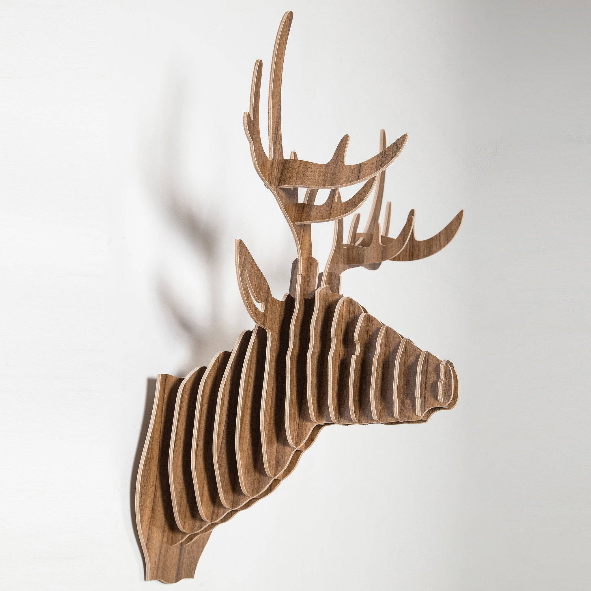 Art Home Deer Wall Decoration Wood Crafts (Small) Wdp001Sw - Shelves - ebarza Furniture UAE | Shop Modern Furniture in Abu Dhabi & Dubai - مفروشات ايبازرا في الامارات | تسوق اثاث عصري وديكورات مميزة في دبي وابوظبي