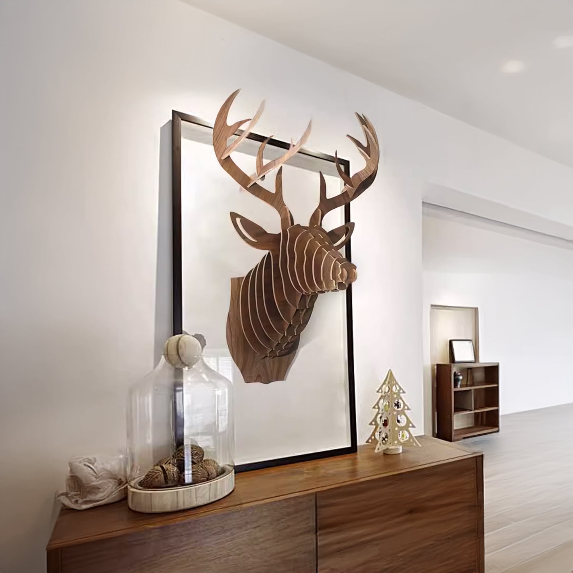 Art Home Deer Wall Decoration Wood Crafts (Small) Wdp001Sw - Shelves - ebarza Furniture UAE | Shop Modern Furniture in Abu Dhabi & Dubai - مفروشات ايبازرا في الامارات | تسوق اثاث عصري وديكورات مميزة في دبي وابوظبي