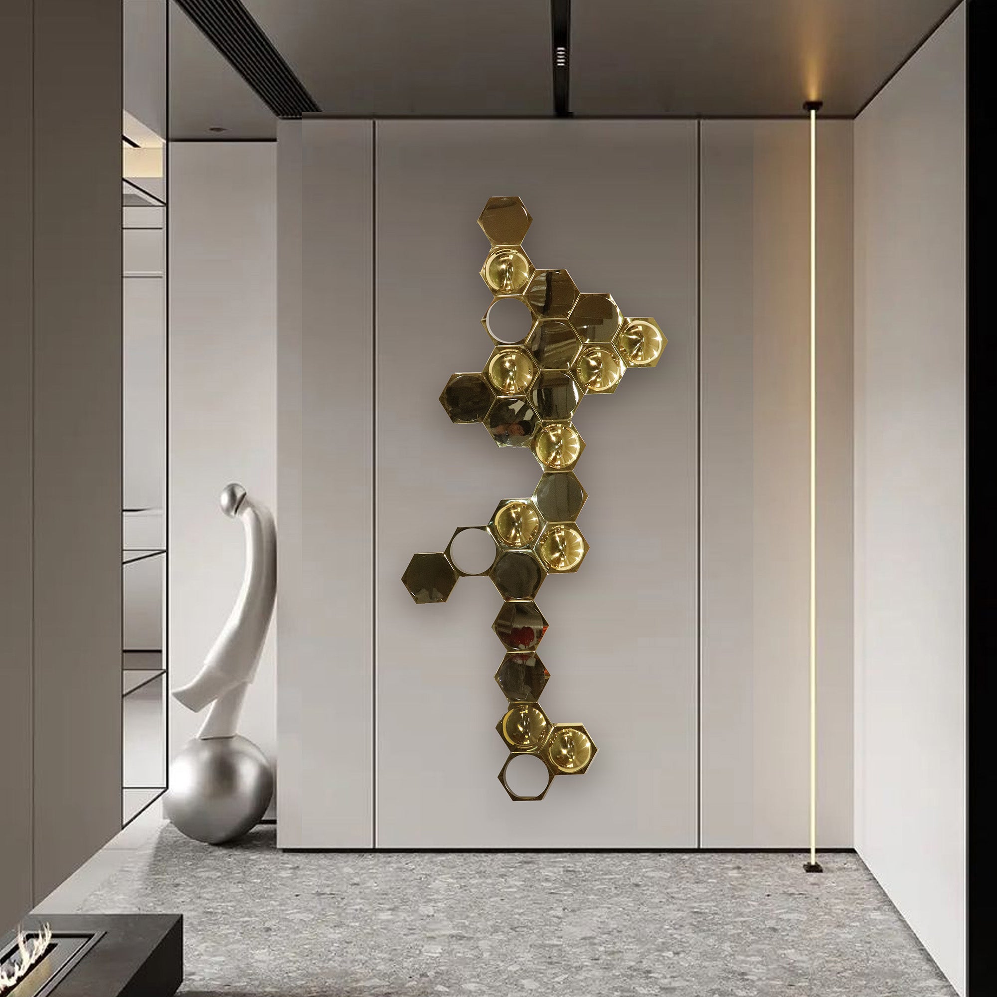 Hand Crafted Stainless Connected Nodes Steel Artwork BG2020007 - Artwork - ebarza Furniture UAE | Shop Modern Furniture in Abu Dhabi & Dubai - مفروشات ايبازرا في الامارات | تسوق اثاث عصري وديكورات مميزة في دبي وابوظبي