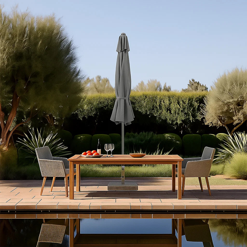 Celestial Center Pole Umbrella With Crank with Umbrella Base With Wheels DC-LUP-206 / DC-BC-230 - Outdoor Umbrellas - ebarza Furniture UAE | Shop Modern Furniture in Abu Dhabi & Dubai - مفروشات ايبازرا في الامارات | تسوق اثاث عصري وديكورات مميزة في دبي وابوظبي