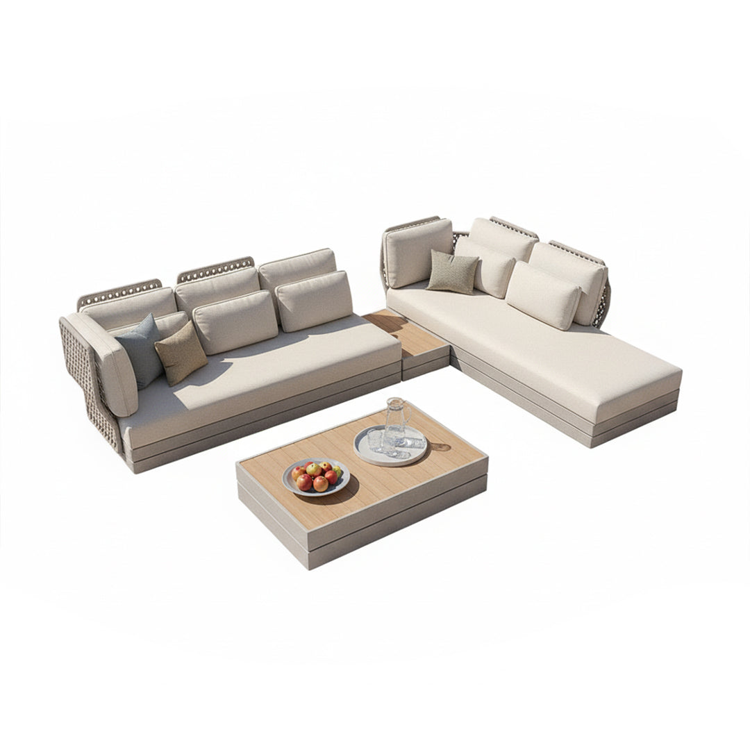 Attal Alu Rope Sofa Set And Center And Side Table SYN-SCST01 25007 - Outdoor Sofas - ebarza Furniture UAE | Shop Modern Furniture in Abu Dhabi & Dubai - مفروشات ايبازرا في الامارات | تسوق اثاث عصري وديكورات مميزة في دبي وابوظبي