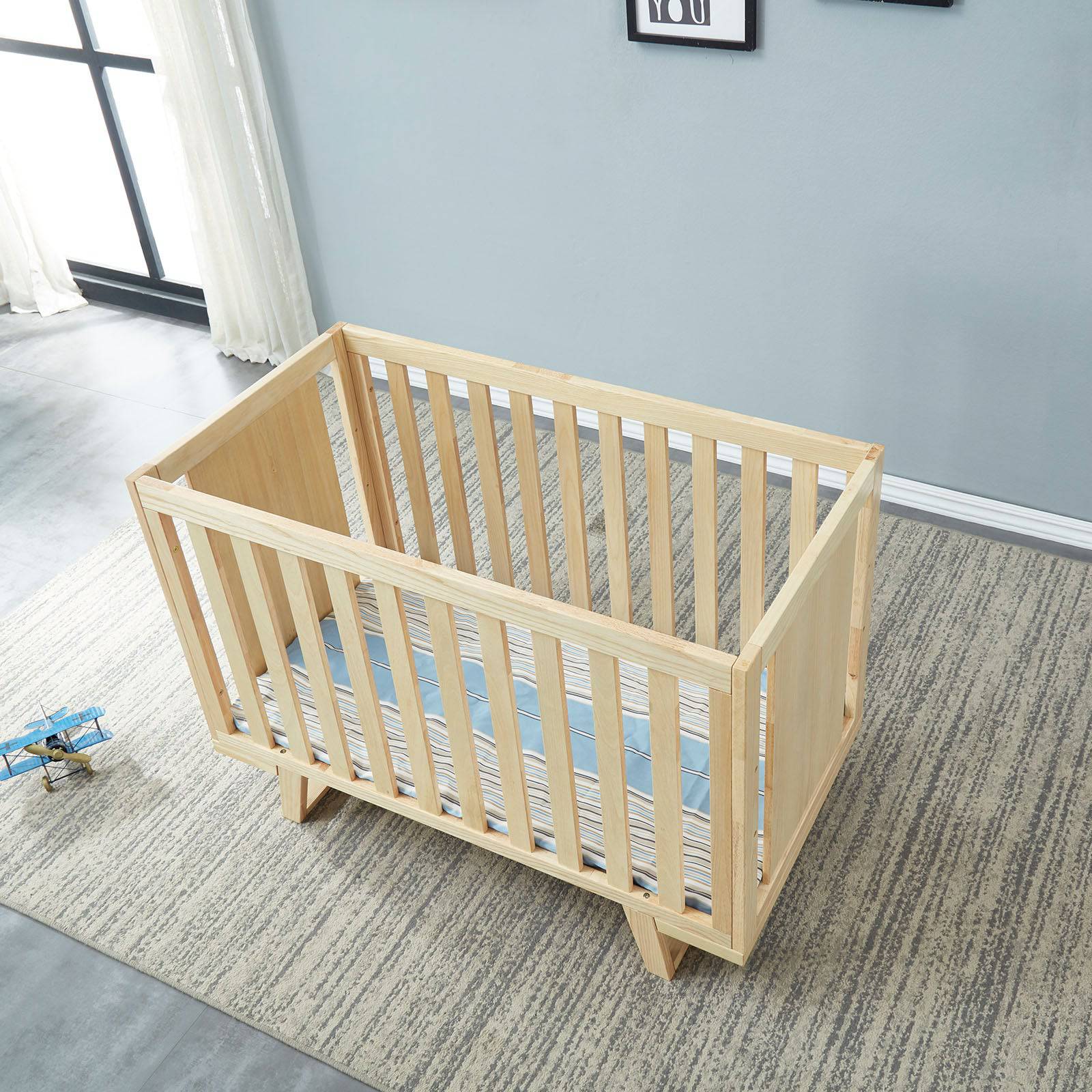 Baby/Toddler Bed With 3 Levels Solid Wood Bed Et-Y002 - Cribs - ebarza Furniture UAE | Shop Modern Furniture in Abu Dhabi & Dubai - مفروشات ايبازرا في الامارات | تسوق اثاث عصري وديكورات مميزة في دبي وابوظبي