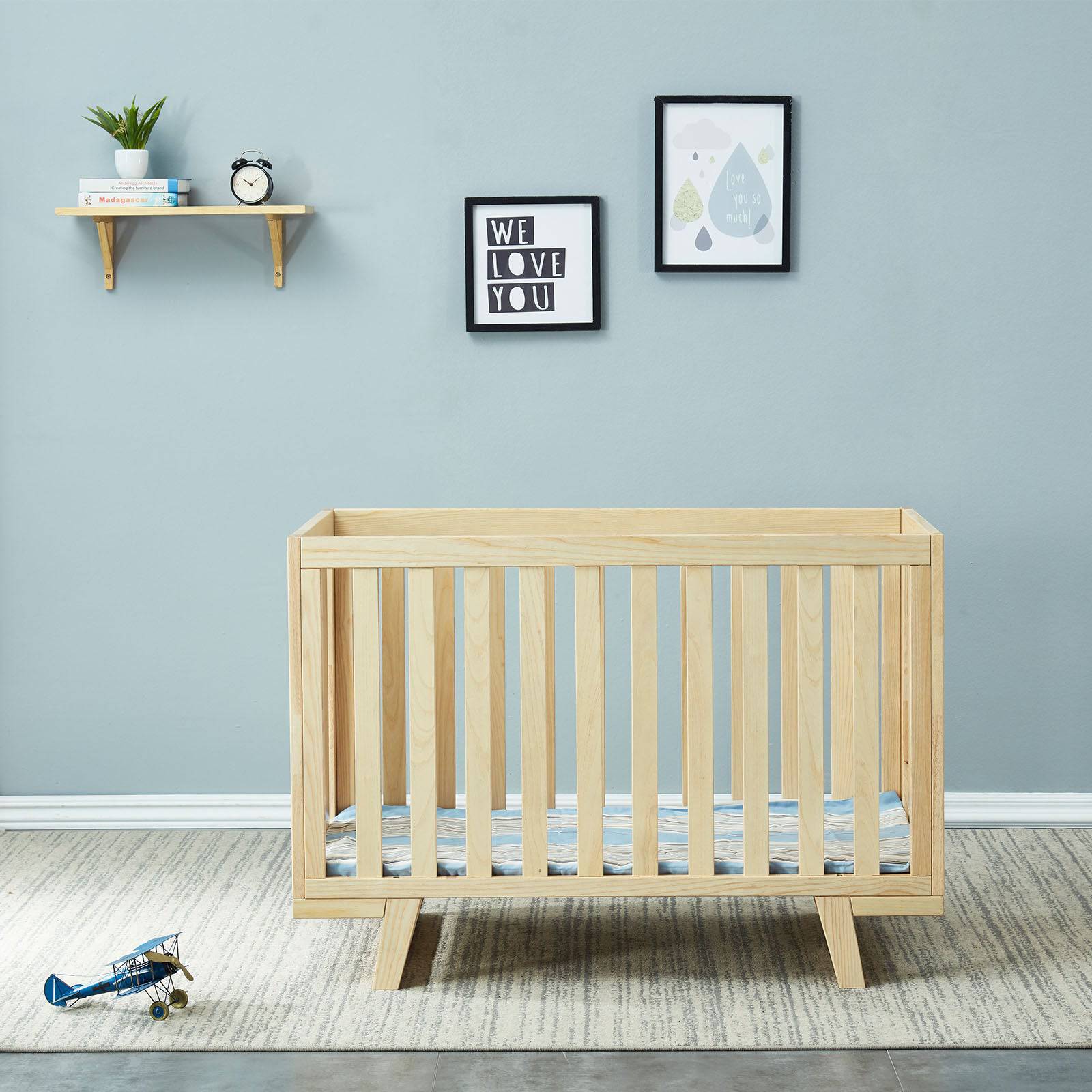 Baby/Toddler Bed With 3 Levels Solid Wood Bed Et-Y002 - Cribs - ebarza Furniture UAE | Shop Modern Furniture in Abu Dhabi & Dubai - مفروشات ايبازرا في الامارات | تسوق اثاث عصري وديكورات مميزة في دبي وابوظبي