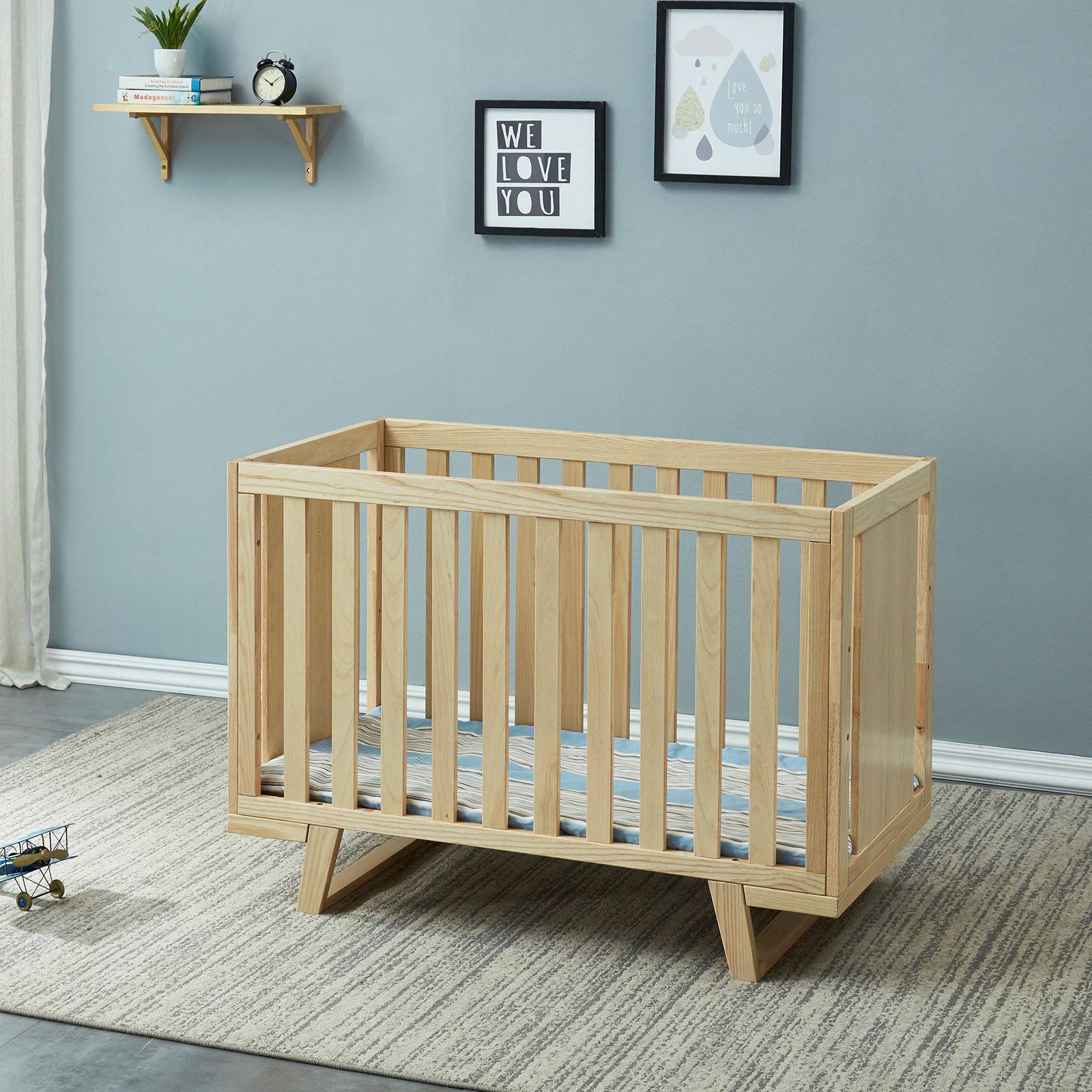 Baby/Toddler Bed With 3 Levels Solid Wood Bed Et-Y002 - Cribs - ebarza Furniture UAE | Shop Modern Furniture in Abu Dhabi & Dubai - مفروشات ايبازرا في الامارات | تسوق اثاث عصري وديكورات مميزة في دبي وابوظبي