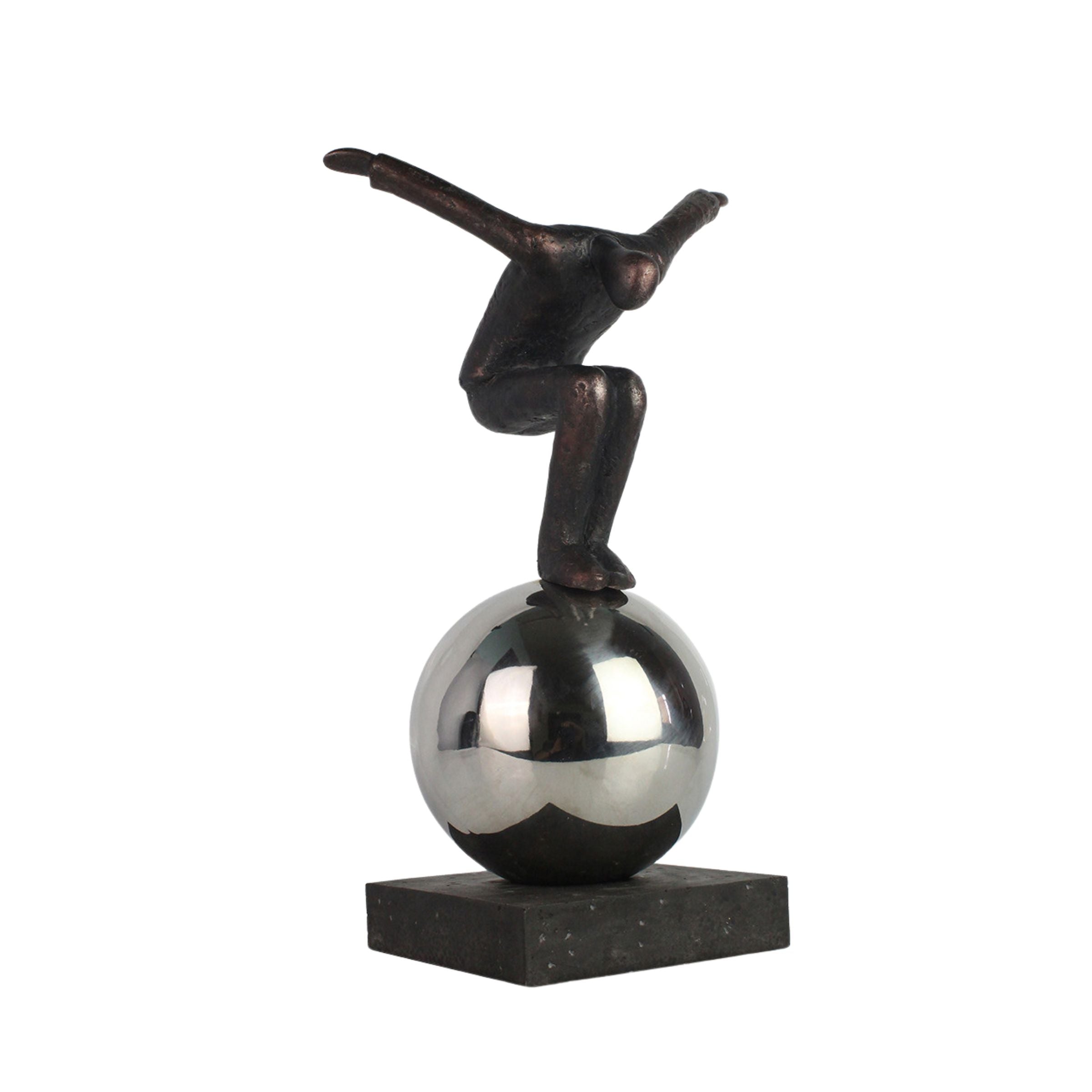 Balancing Man On Sphere 15358 -  Home Decor Figurines - ebarza Furniture UAE | Shop Modern Furniture in Abu Dhabi & Dubai - مفروشات ايبازرا في الامارات | تسوق اثاث عصري وديكورات مميزة في دبي وابوظبي