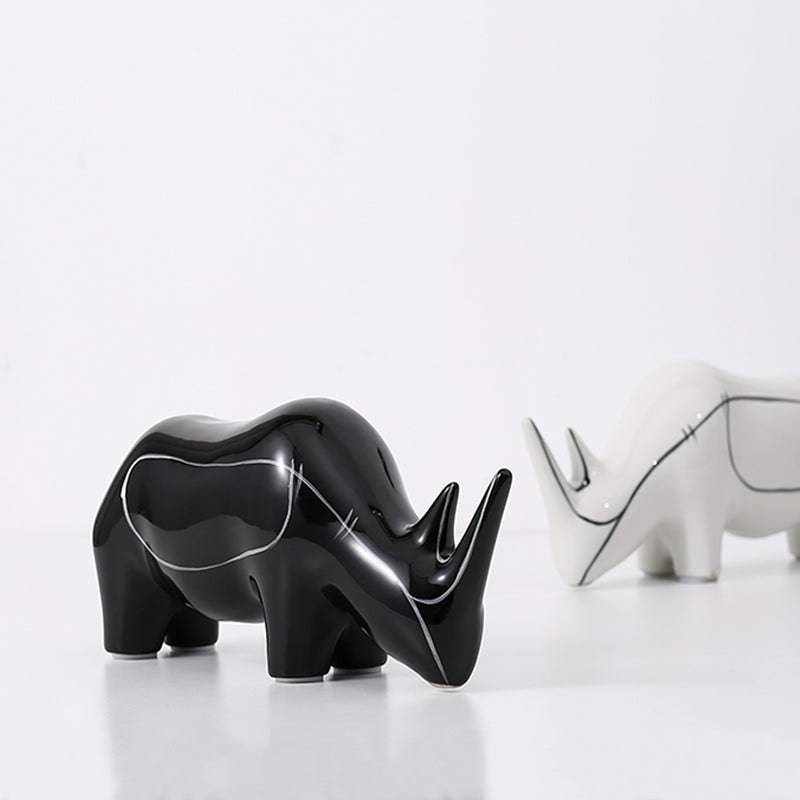 Black Hand Painted Rhino Ornament-A Fa-D21084A - Home Decor Figurines - ebarza Furniture UAE | Shop Modern Furniture in Abu Dhabi & Dubai - مفروشات ايبازرا في الامارات | تسوق اثاث عصري وديكورات مميزة في دبي وابوظبي