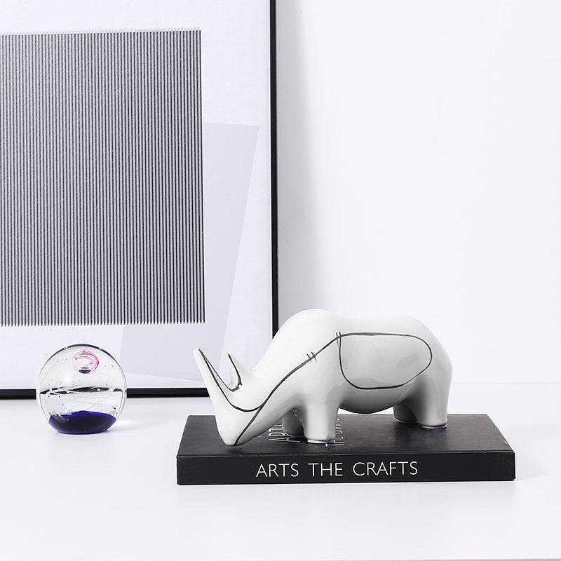 Black Hand Painted Rhino Ornament-A Fa-D21084A -  Home Decor Figurines - ebarza Furniture UAE | Shop Modern Furniture in Abu Dhabi & Dubai - مفروشات ايبازرا في الامارات | تسوق اثاث عصري وديكورات مميزة في دبي وابوظبي