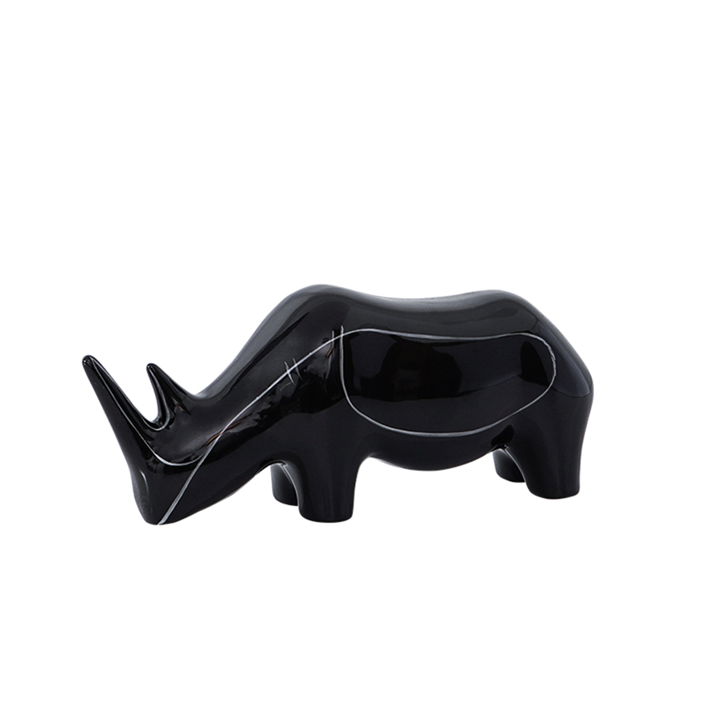 Black Hand Painted Rhino Ornament-A Fa-D21084A -  Home Decor Figurines - ebarza Furniture UAE | Shop Modern Furniture in Abu Dhabi & Dubai - مفروشات ايبازرا في الامارات | تسوق اثاث عصري وديكورات مميزة في دبي وابوظبي