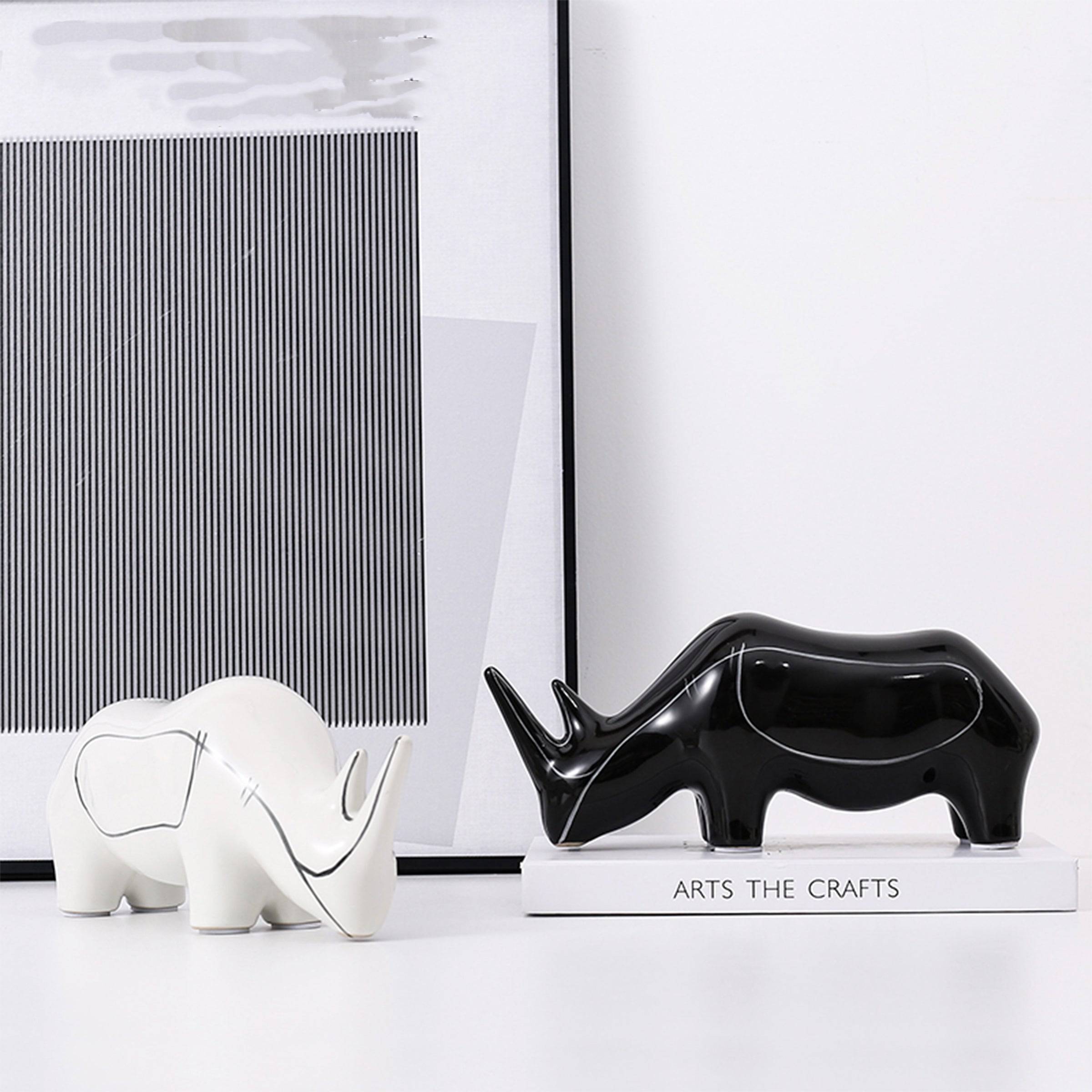 Black Hand Painted Rhino Ornament-A Fa-D21084A -  Home Decor Figurines - ebarza Furniture UAE | Shop Modern Furniture in Abu Dhabi & Dubai - مفروشات ايبازرا في الامارات | تسوق اثاث عصري وديكورات مميزة في دبي وابوظبي