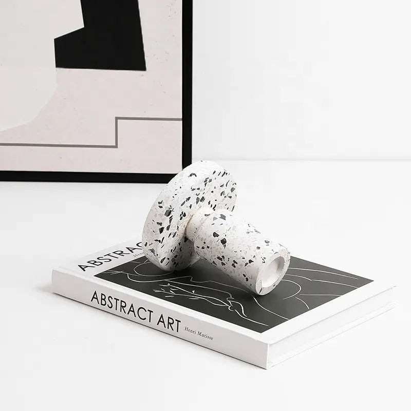 Black Terrazzo Candleholder FB-T2218B - Candle Holders - ebarza Furniture UAE | Shop Modern Furniture in Abu Dhabi & Dubai - مفروشات ايبازرا في الامارات | تسوق اثاث عصري وديكورات مميزة في دبي وابوظبي