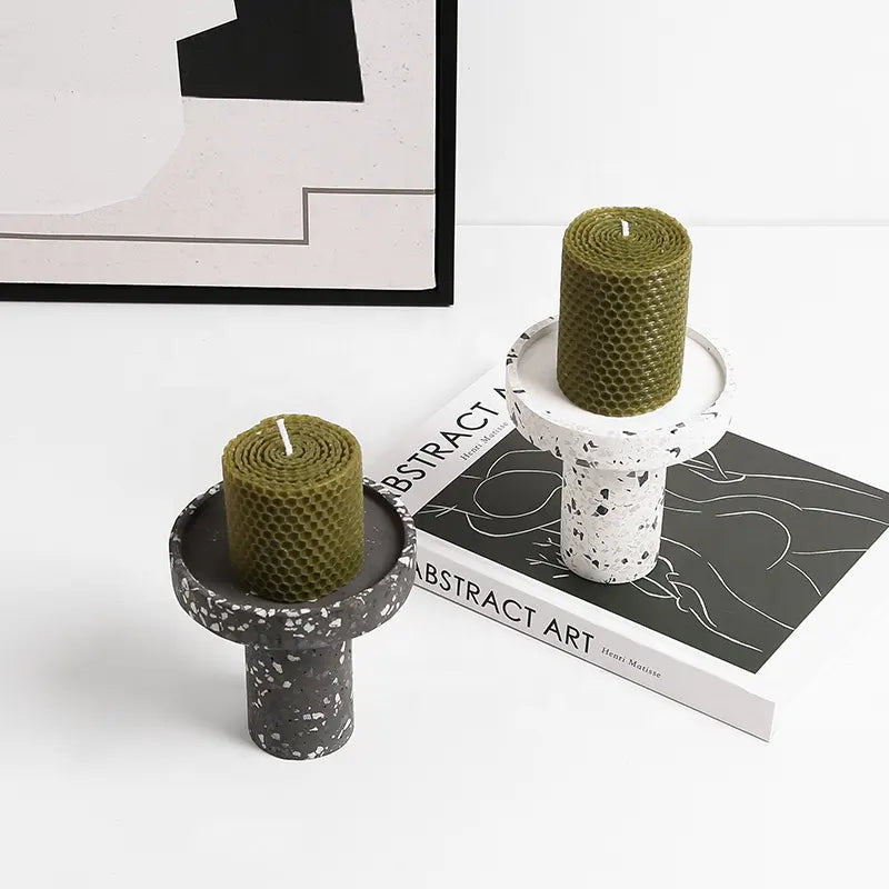 Black Terrazzo Candleholder FB-T2218B - Candle Holders - ebarza Furniture UAE | Shop Modern Furniture in Abu Dhabi & Dubai - مفروشات ايبازرا في الامارات | تسوق اثاث عصري وديكورات مميزة في دبي وابوظبي