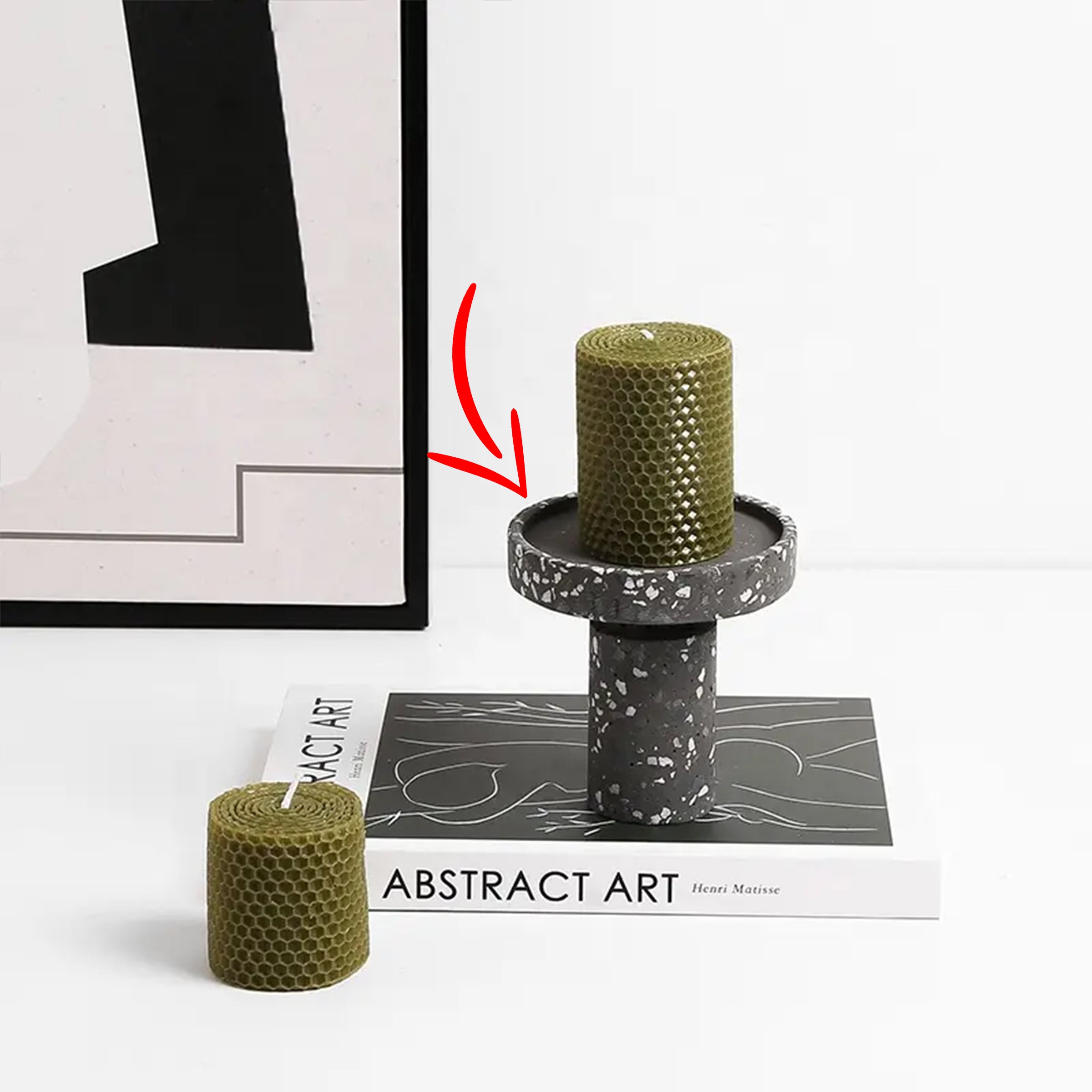 Black Terrazzo Candleholder FB-T2218B - Candle Holders - ebarza Furniture UAE | Shop Modern Furniture in Abu Dhabi & Dubai - مفروشات ايبازرا في الامارات | تسوق اثاث عصري وديكورات مميزة في دبي وابوظبي