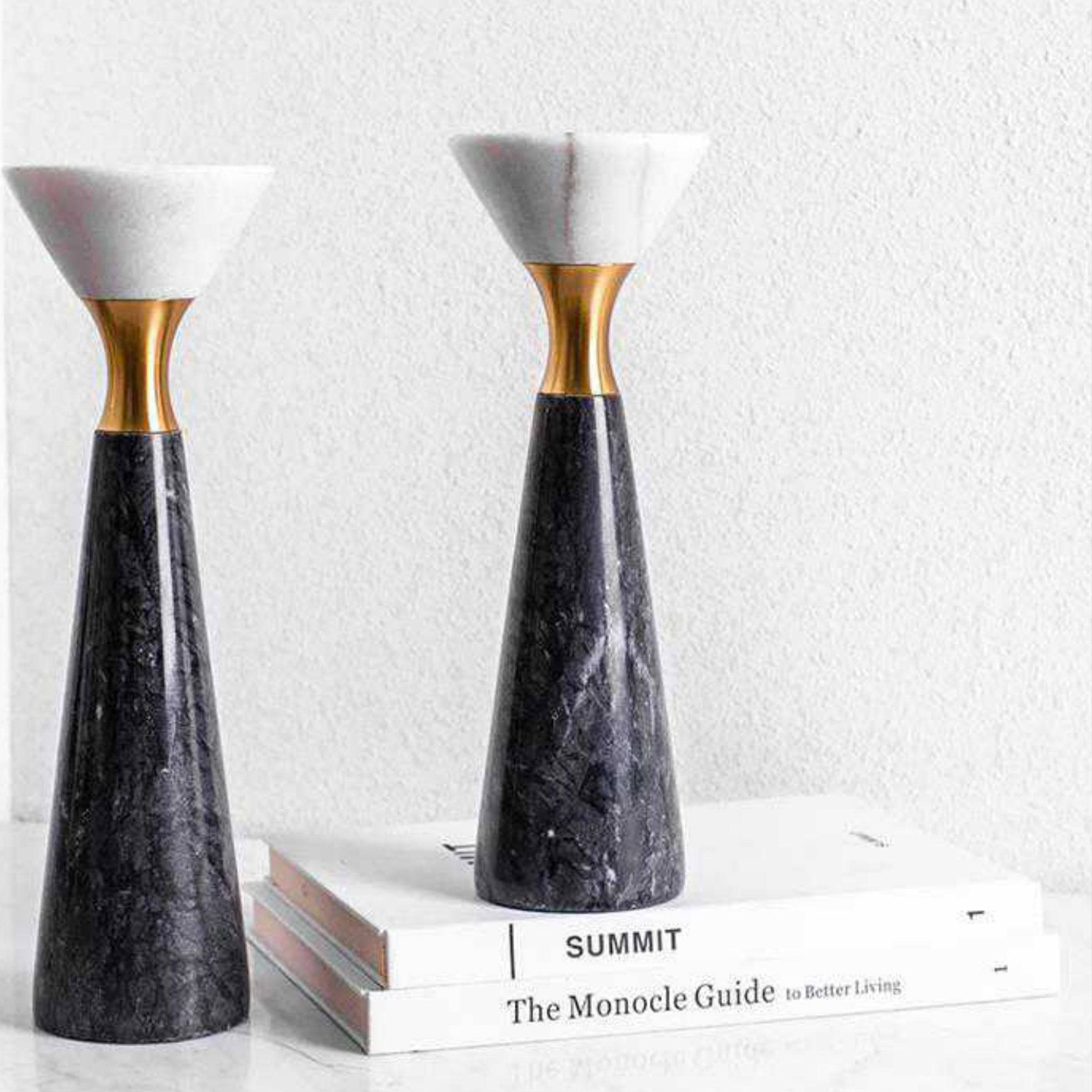 Black & White Candleholder-A Fb-T2009A -  Candle Holders - ebarza Furniture UAE | Shop Modern Furniture in Abu Dhabi & Dubai - مفروشات ايبازرا في الامارات | تسوق اثاث عصري وديكورات مميزة في دبي وابوظبي
