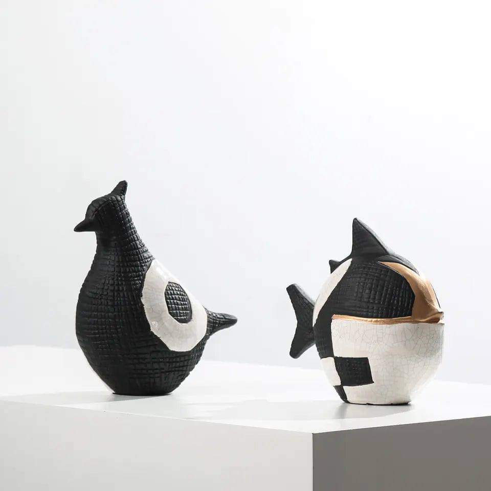 Black, White & Gold Ceramic Puffer Fish Fa-D22025 - Home Decor Figurines - ebarza Furniture UAE | Shop Modern Furniture in Abu Dhabi & Dubai - مفروشات ايبازرا في الامارات | تسوق اثاث عصري وديكورات مميزة في دبي وابوظبي