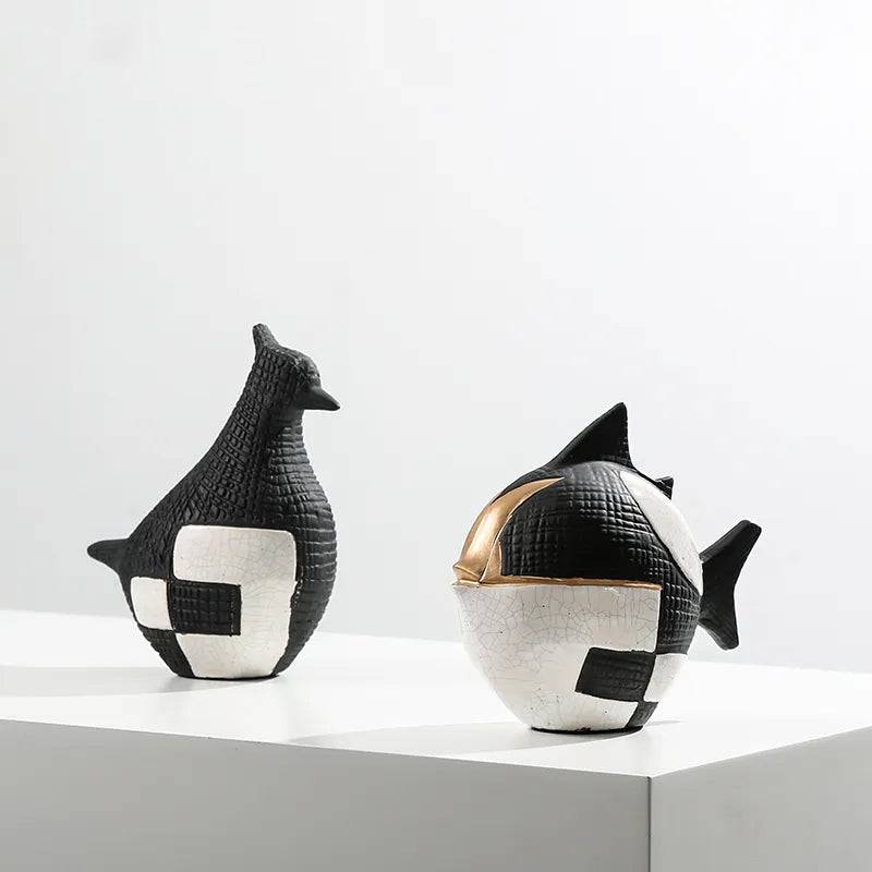 Black, White & Gold Ceramic Puffer Fish Fa-D22025 - Home Decor Figurines - ebarza Furniture UAE | Shop Modern Furniture in Abu Dhabi & Dubai - مفروشات ايبازرا في الامارات | تسوق اثاث عصري وديكورات مميزة في دبي وابوظبي