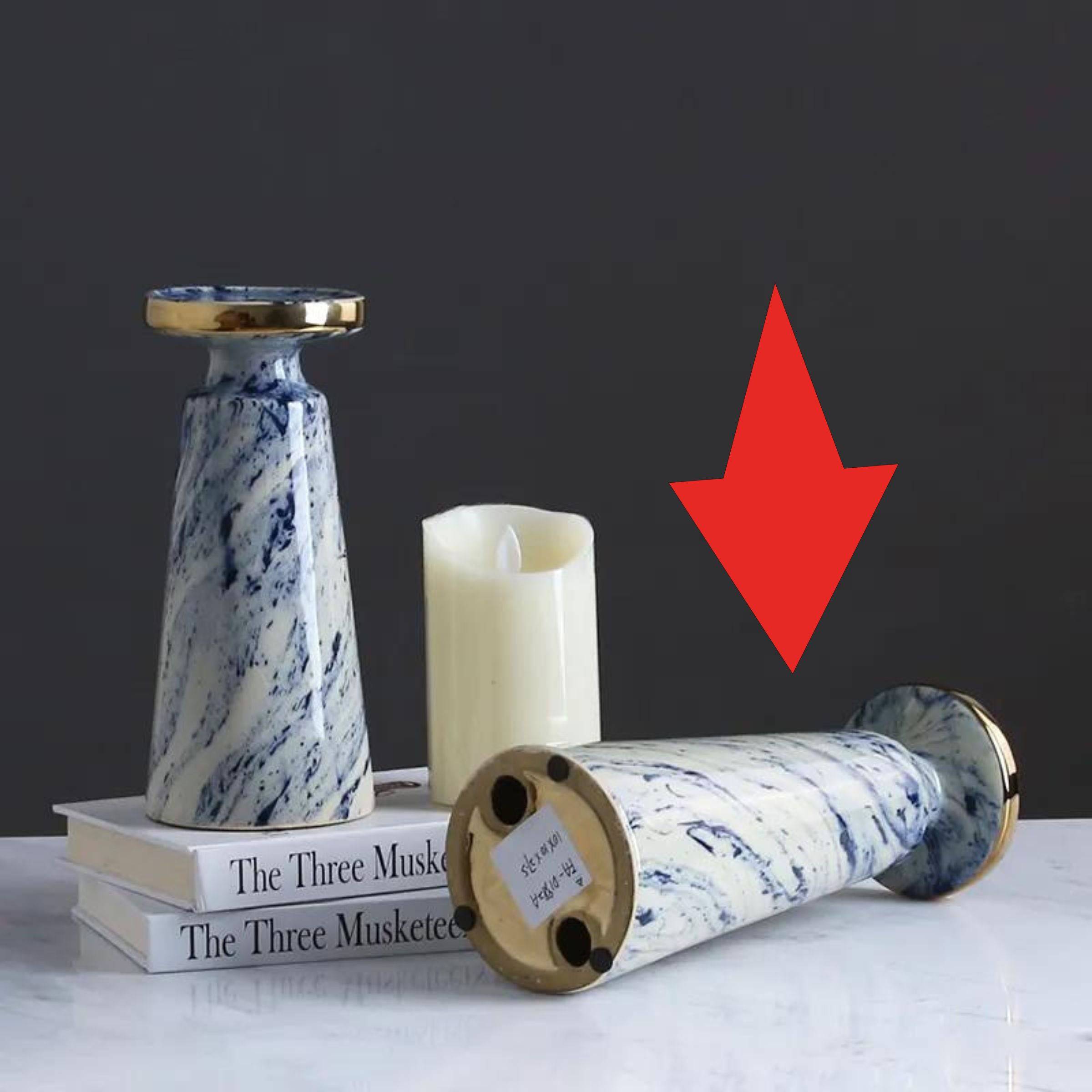 Blue Quicksand Candle Holder Fa-D1982A - Candle Holders - ebarza Furniture UAE | Shop Modern Furniture in Abu Dhabi & Dubai - مفروشات ايبازرا في الامارات | تسوق اثاث عصري وديكورات مميزة في دبي وابوظبي