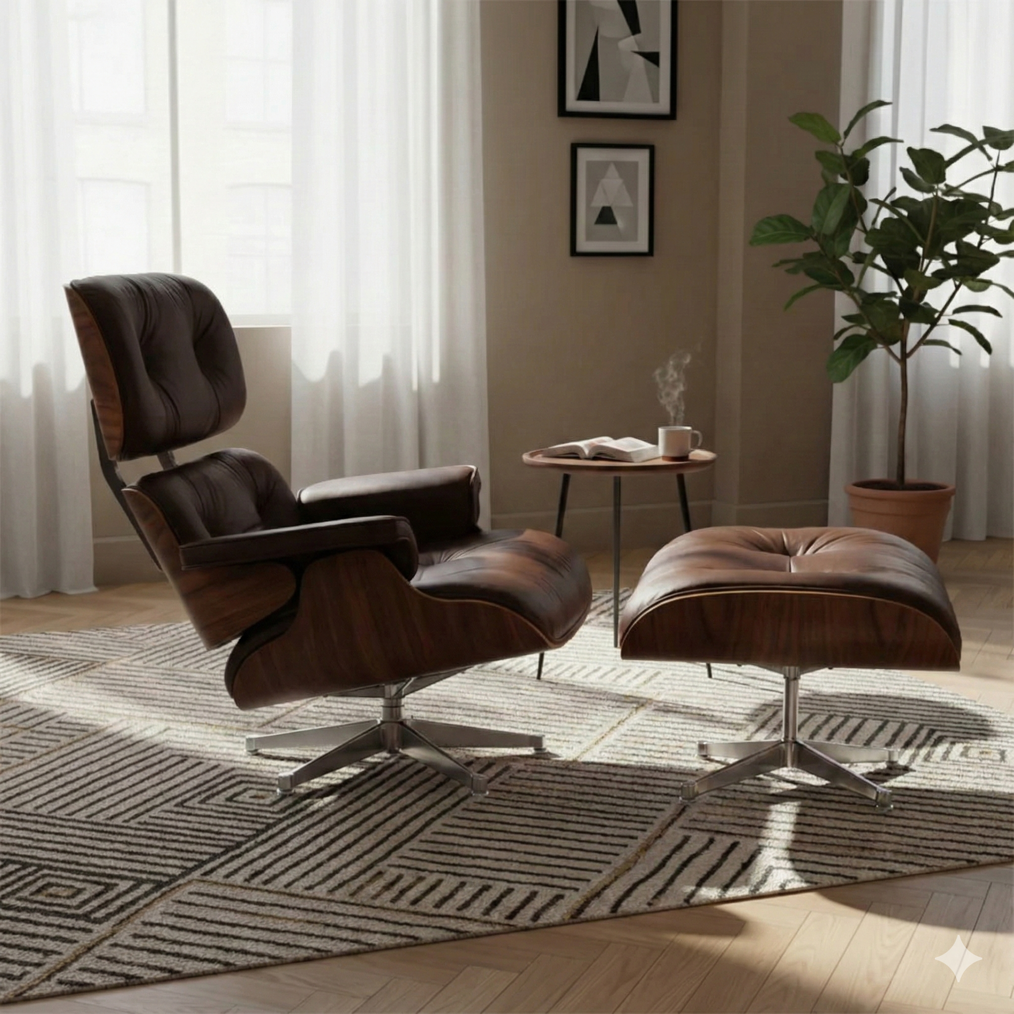 Brown Genuine Leather Lounge Chair And Ottoman Tall BROWN-W Bp8026-Twb BROWN - Lounge Chairs - ebarza Furniture UAE | Shop Modern Furniture in Abu Dhabi & Dubai - مفروشات ايبازرا في الامارات | تسوق اثاث عصري وديكورات مميزة في دبي وابوظبي