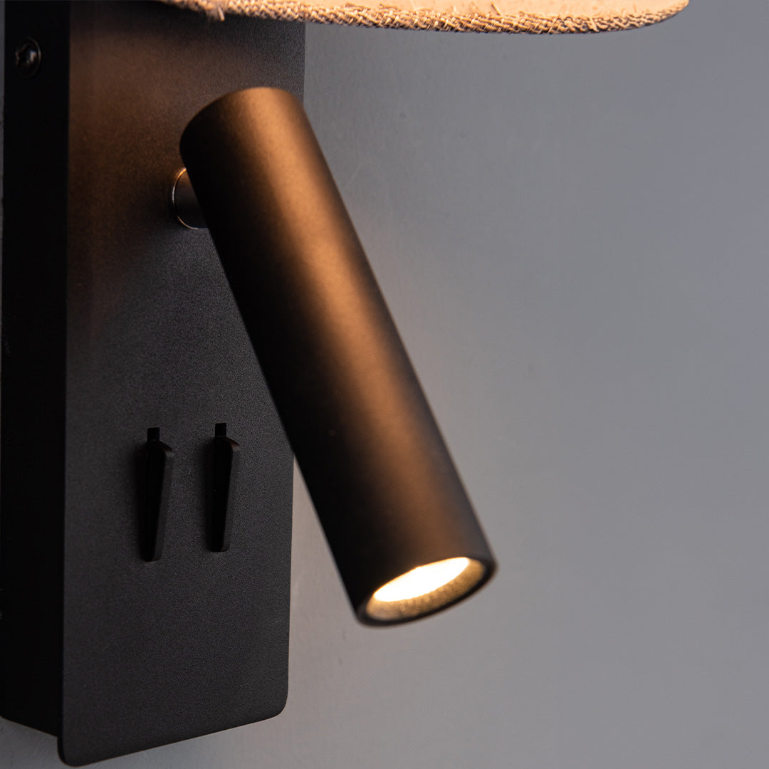 Pre-order 75 Days Delivery Calm Hotel Style Headboard/ Wall Reading Lamp Black + Grey linen shade Calm-WL(B)-02F1 / Calm-WL(Ub)-02Fl - Wall Lamps - ebarza Furniture UAE | Shop Modern Furniture in Abu Dhabi & Dubai - مفروشات ايبازرا في الامارات | تسوق اثاث عصري وديكورات مميزة في دبي وابوظبي
