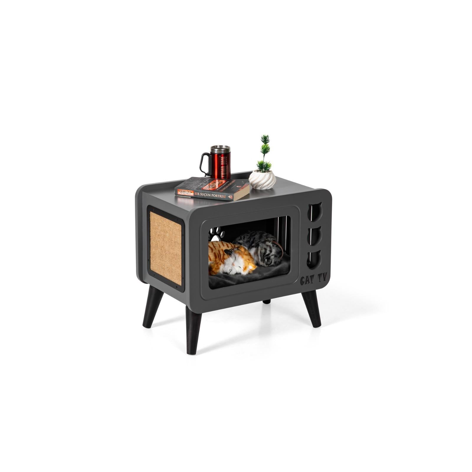 Cat house & Tv Antrasite Coffee Table HW-CTAS1CT - Side Tables - ebarza Furniture UAE | Shop Modern Furniture in Abu Dhabi & Dubai - مفروشات ايبازرا في الامارات | تسوق اثاث عصري وديكورات مميزة في دبي وابوظبي