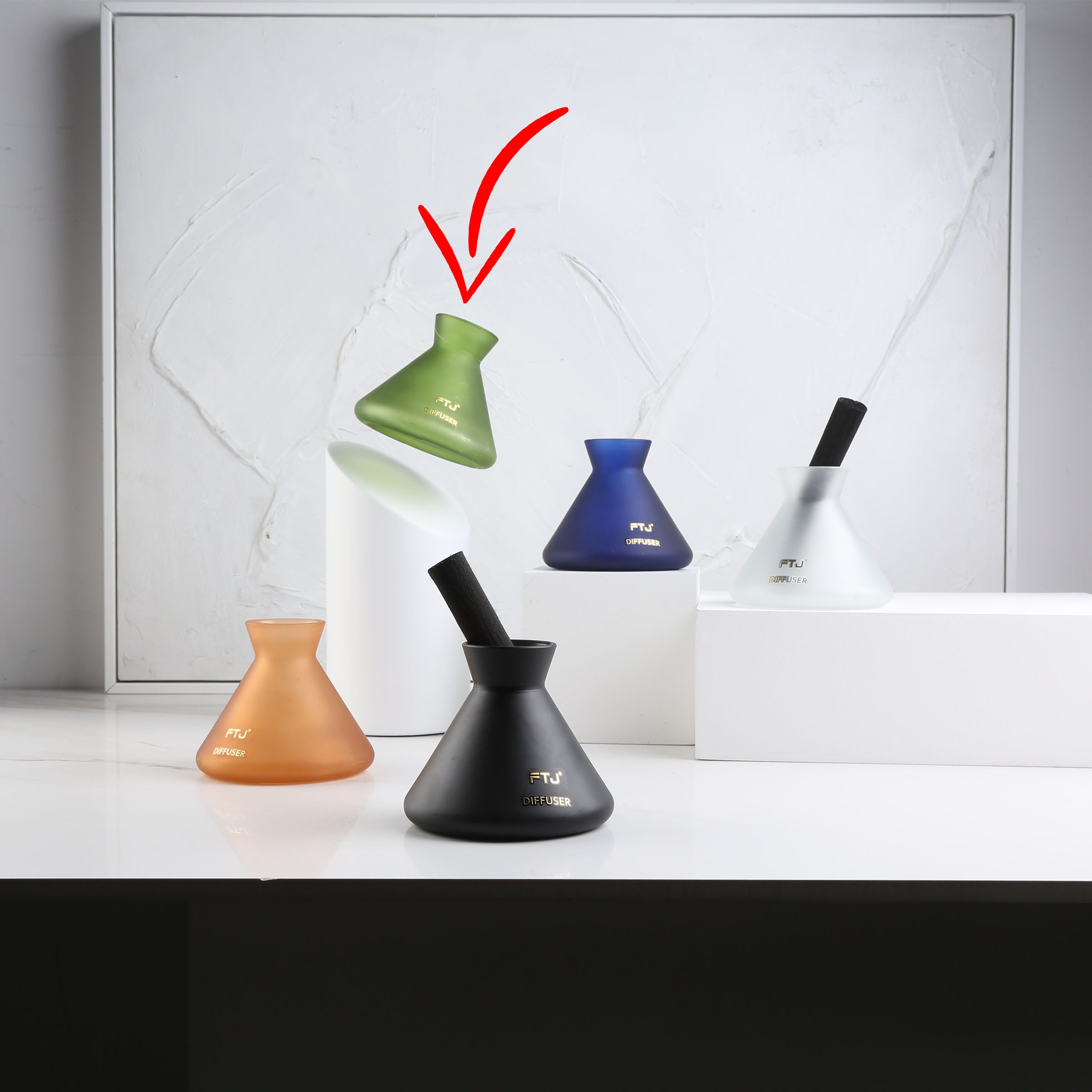 Colorful series- frosted green FD-FTJ039 - Stick Diffusers - ebarza Furniture UAE | Shop Modern Furniture in Abu Dhabi & Dubai - مفروشات ايبازرا في الامارات | تسوق اثاث عصري وديكورات مميزة في دبي وابوظبي