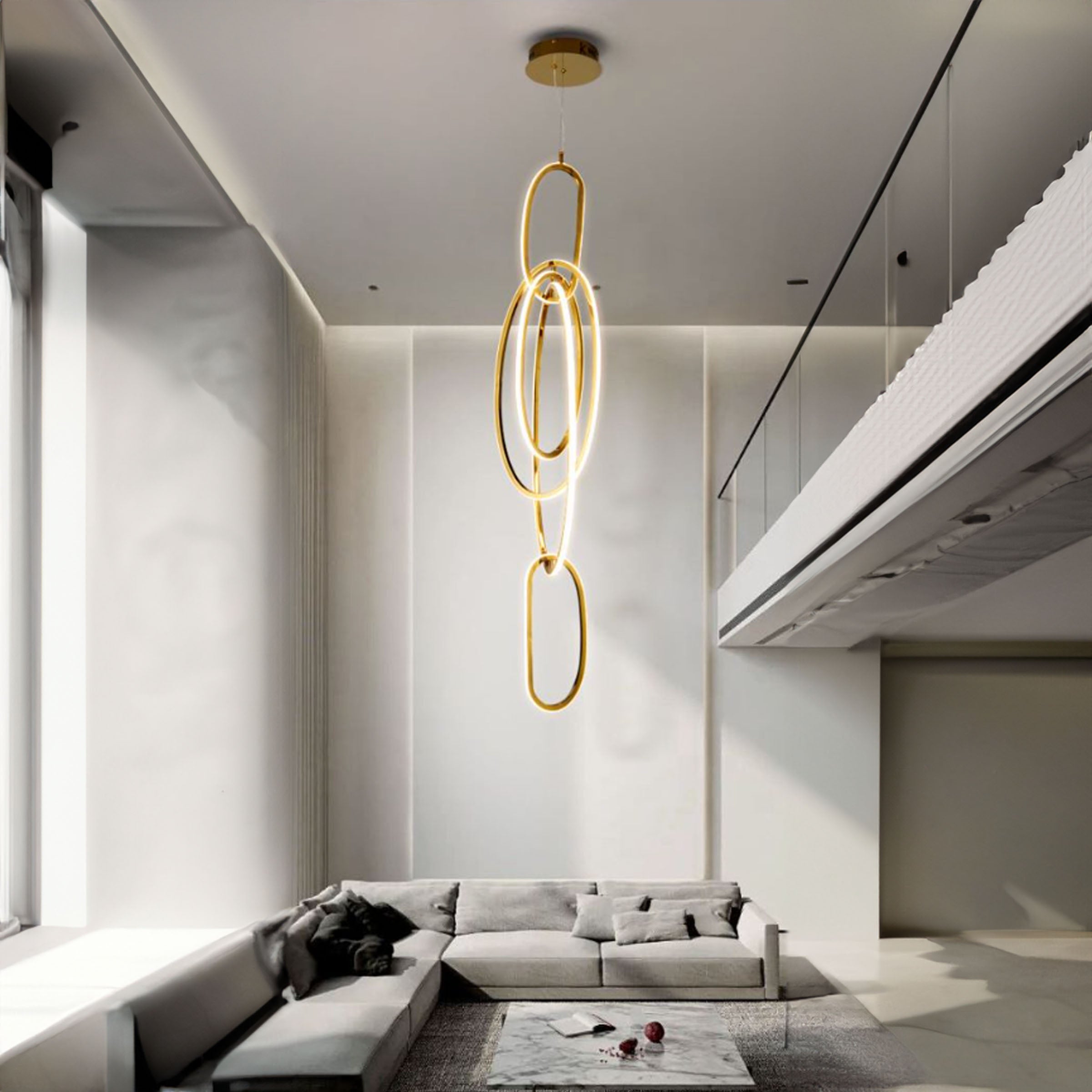 Cosmic Rings Golden Pendant Lamp CY-DD-1047 - Pendant Lamps - ebarza Furniture UAE | Shop Modern Furniture in Abu Dhabi & Dubai - مفروشات ايبازرا في الامارات | تسوق اثاث عصري وديكورات مميزة في دبي وابوظبي
