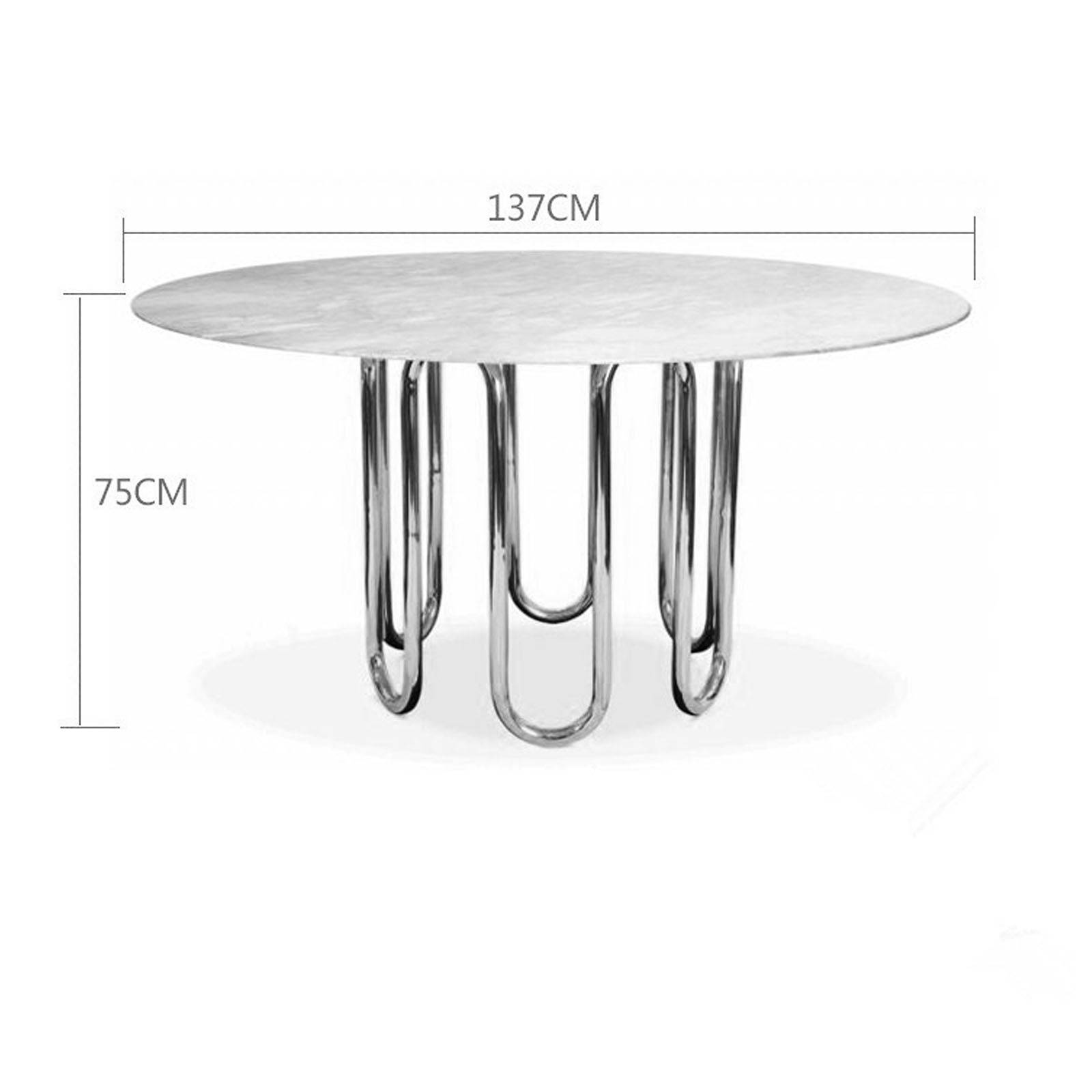 Crown Dining Table With Faux Marble Tg-345-C - Dining Tables - ebarza Furniture UAE | Shop Modern Furniture in Abu Dhabi & Dubai - مفروشات ايبازرا في الامارات | تسوق اثاث عصري وديكورات مميزة في دبي وابوظبي