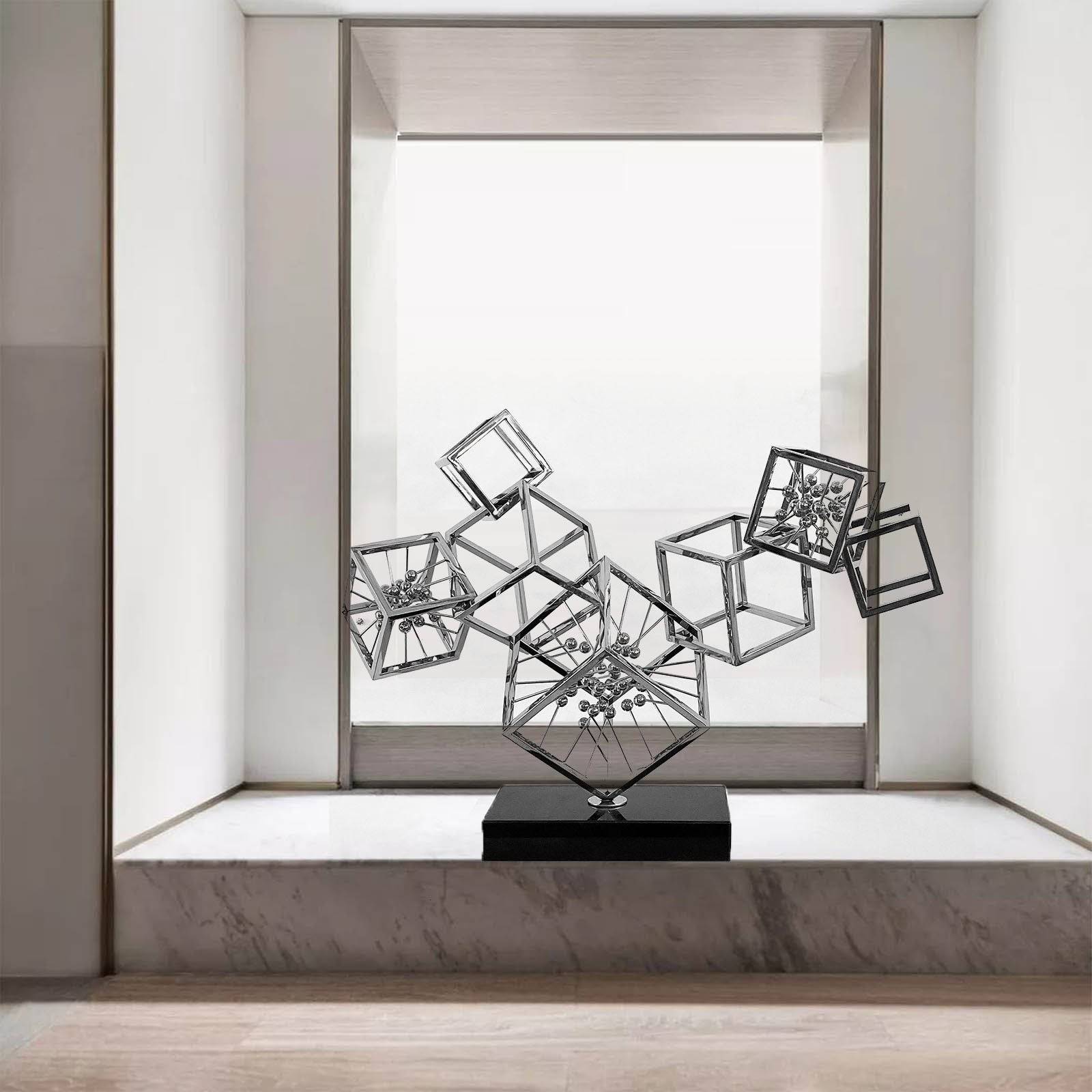 Cubes Handcrafted Stainless Steel Artwork Bj2020040 -  Artwork - ebarza Furniture UAE | Shop Modern Furniture in Abu Dhabi & Dubai - مفروشات ايبازرا في الامارات | تسوق اثاث عصري وديكورات مميزة في دبي وابوظبي