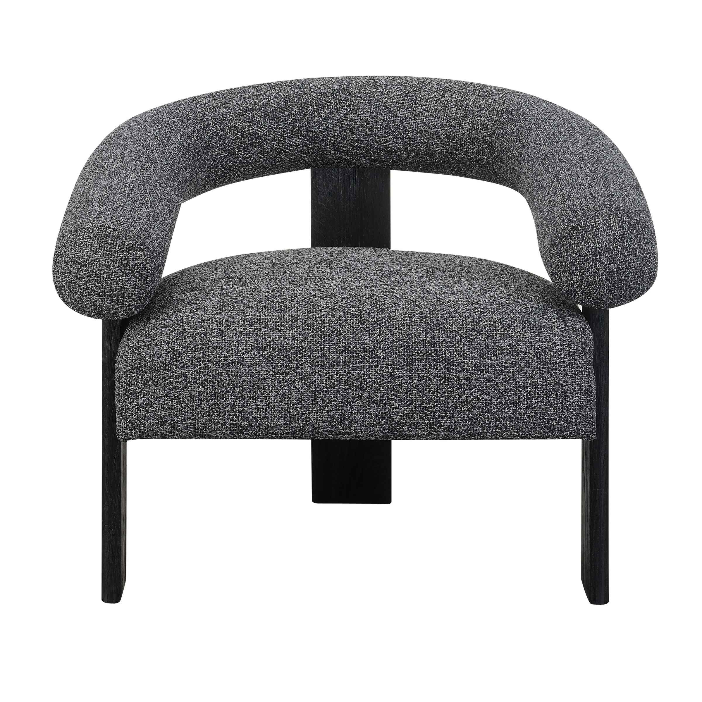 Curved Back Wishbone Chair With Black Legs-Gray 17043-03 -  Armchairs - ebarza Furniture UAE | Shop Modern Furniture in Abu Dhabi & Dubai - مفروشات ايبازرا في الامارات | تسوق اثاث عصري وديكورات مميزة في دبي وابوظبي
