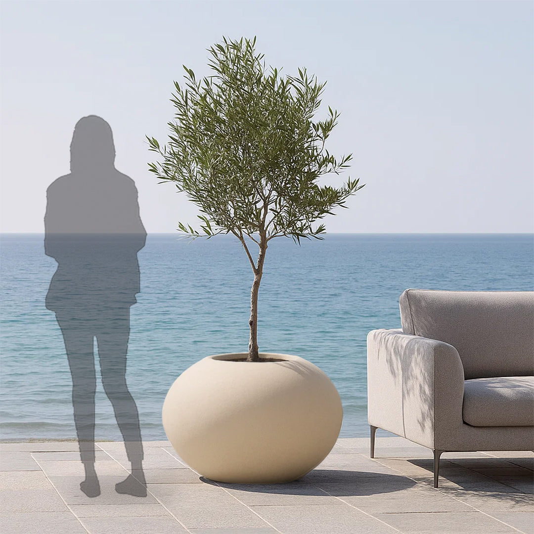 Beige Fiberglass Planter Box XK-4083B-Beige 80cm - Planter Boxes - ebarza Furniture UAE | Shop Modern Furniture in Abu Dhabi & Dubai - مفروشات ايبازرا في الامارات | تسوق اثاث عصري وديكورات مميزة في دبي وابوظبي