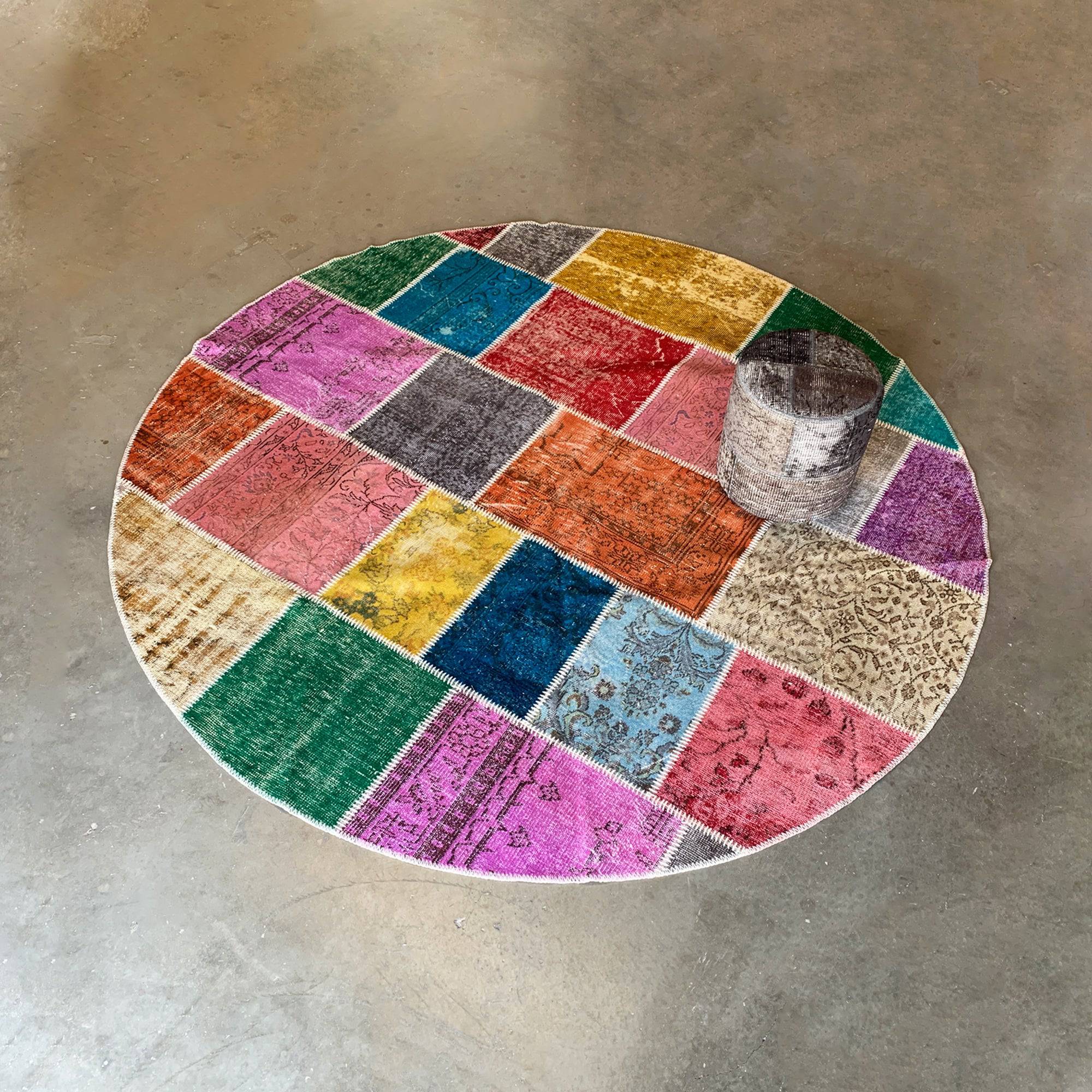 D 250Cm Hali X-Bursa Handmade Over Dyed Round Rug Pw114 -  Rugs - ebarza Furniture UAE | Shop Modern Furniture in Abu Dhabi & Dubai - مفروشات ايبازرا في الامارات | تسوق اثاث عصري وديكورات مميزة في دبي وابوظبي