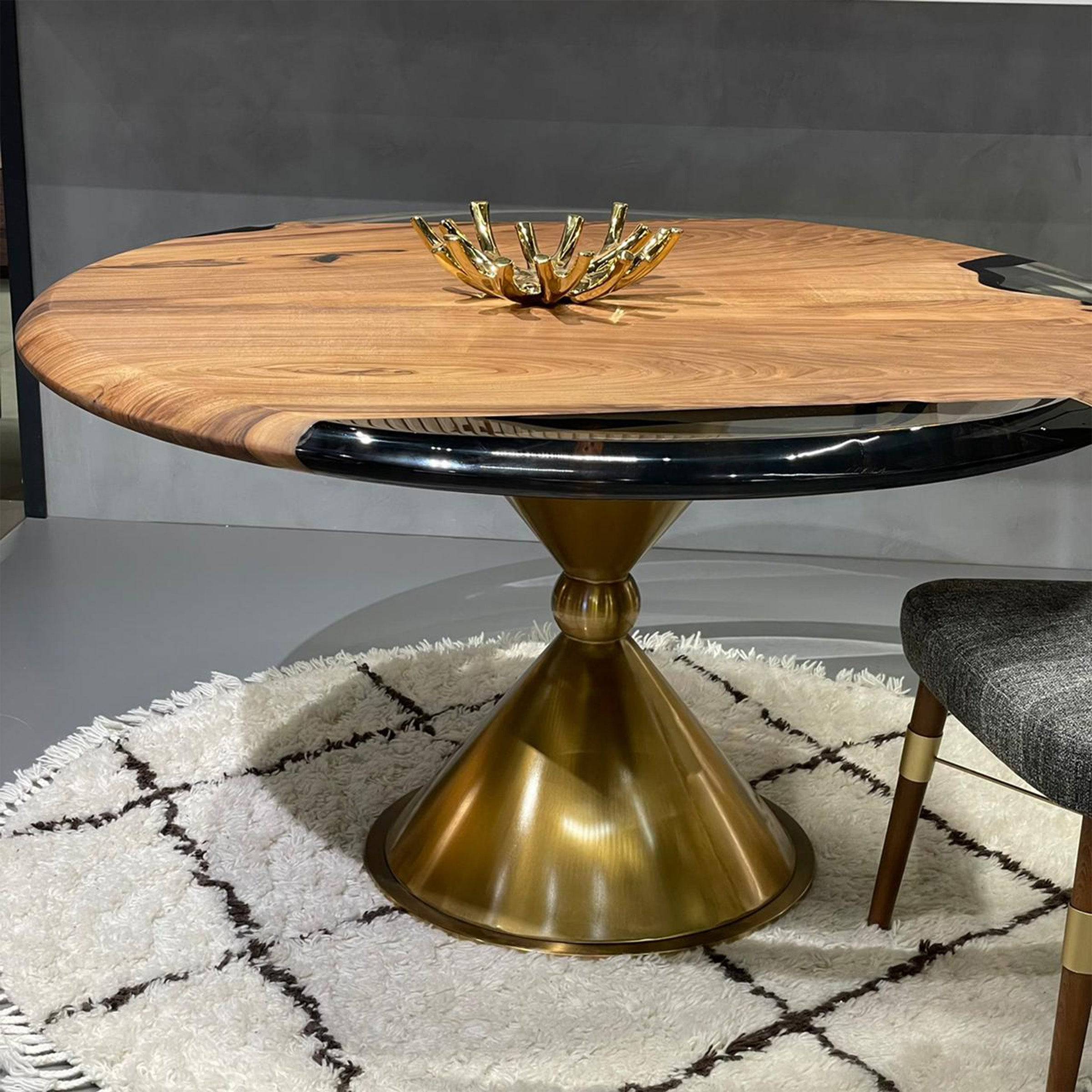 D140Cm Live Edge Resin Dining Table Top Sancround140 - Table Tops - ebarza Furniture UAE | Shop Modern Furniture in Abu Dhabi & Dubai - مفروشات ايبازرا في الامارات | تسوق اثاث عصري وديكورات مميزة في دبي وابوظبي