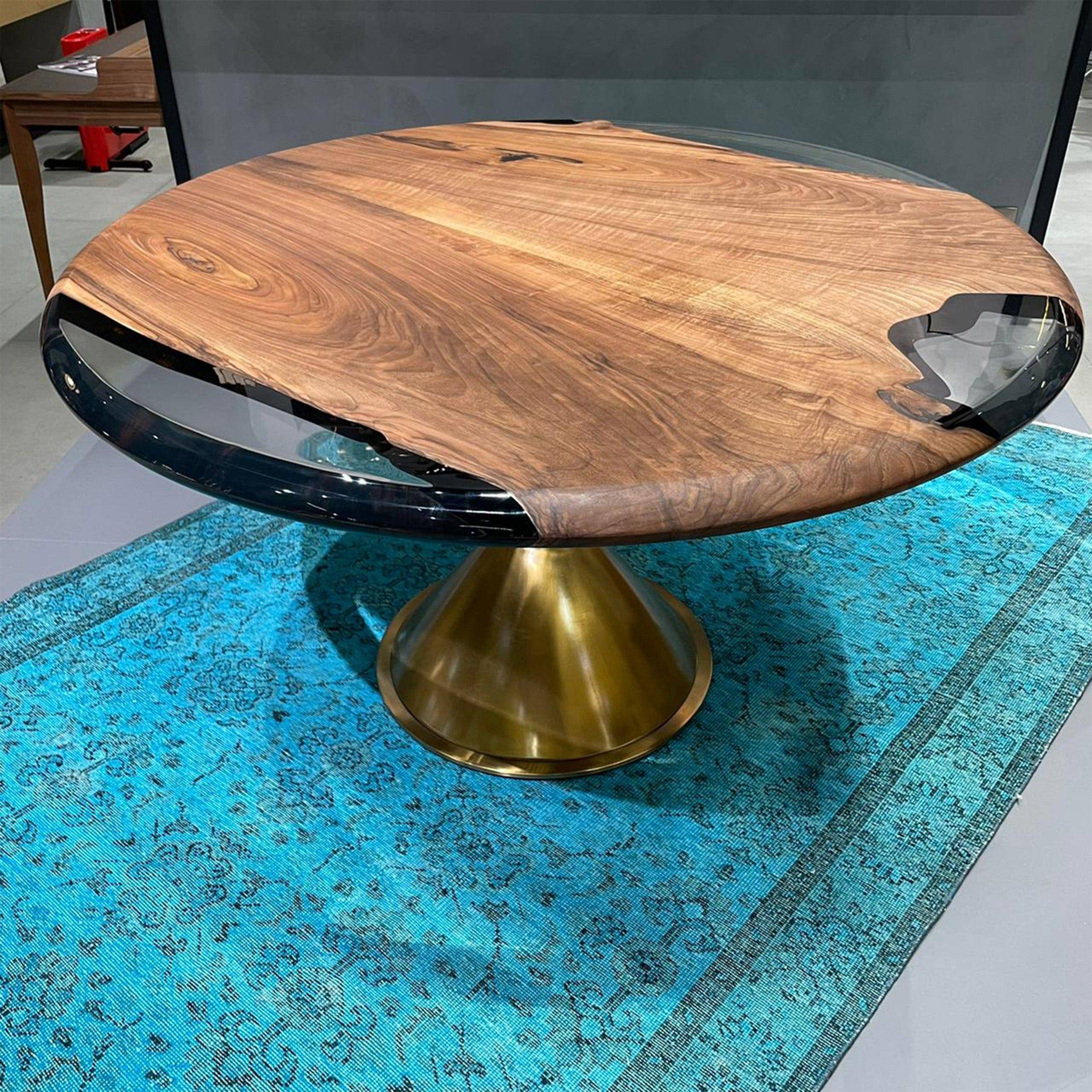 D140Cm Live Edge Resin Dining Table Top Sancround140 - Table Tops - ebarza Furniture UAE | Shop Modern Furniture in Abu Dhabi & Dubai - مفروشات ايبازرا في الامارات | تسوق اثاث عصري وديكورات مميزة في دبي وابوظبي