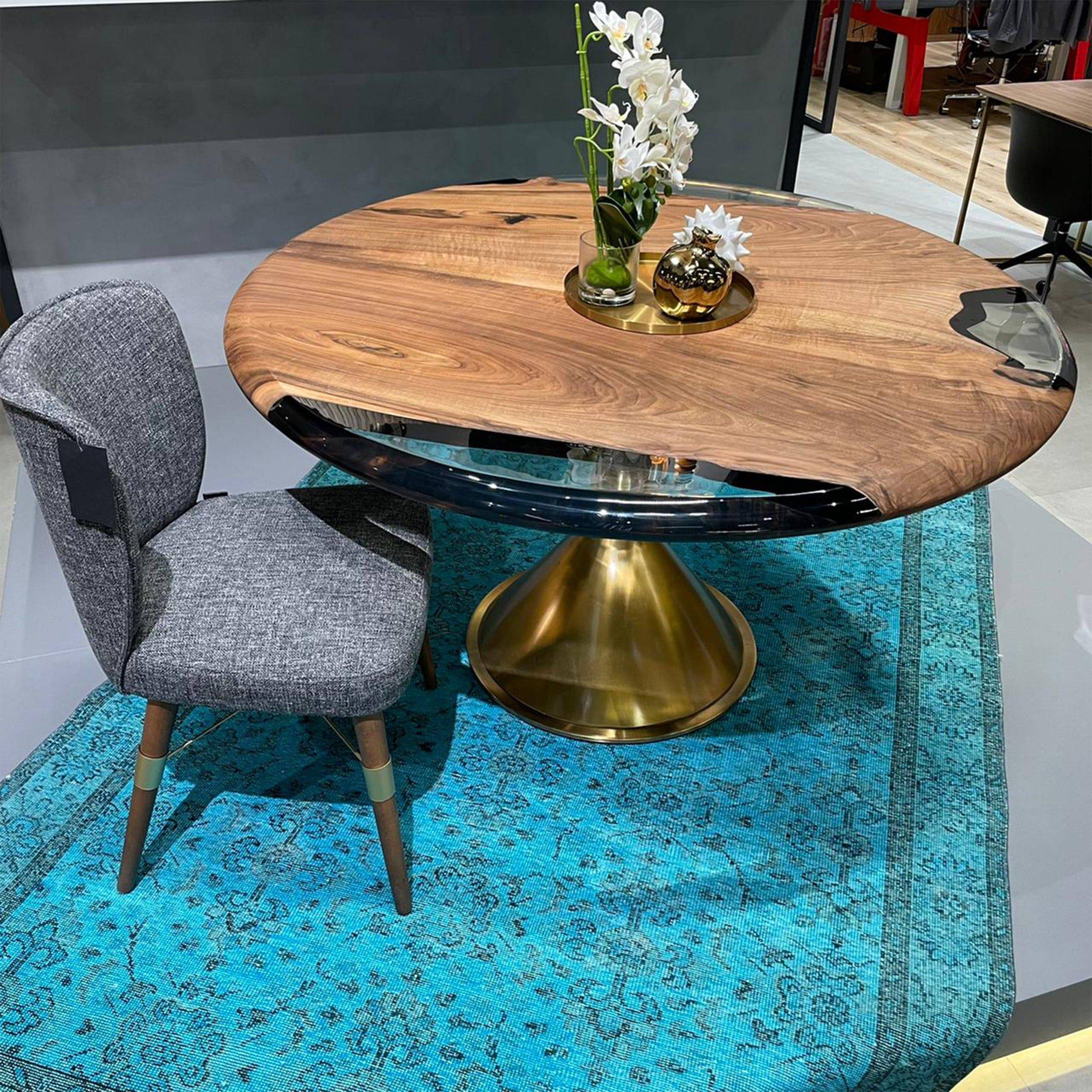 D140Cm Live Edge Resin Dining Table Top Sancround140 - Table Tops - ebarza Furniture UAE | Shop Modern Furniture in Abu Dhabi & Dubai - مفروشات ايبازرا في الامارات | تسوق اثاث عصري وديكورات مميزة في دبي وابوظبي