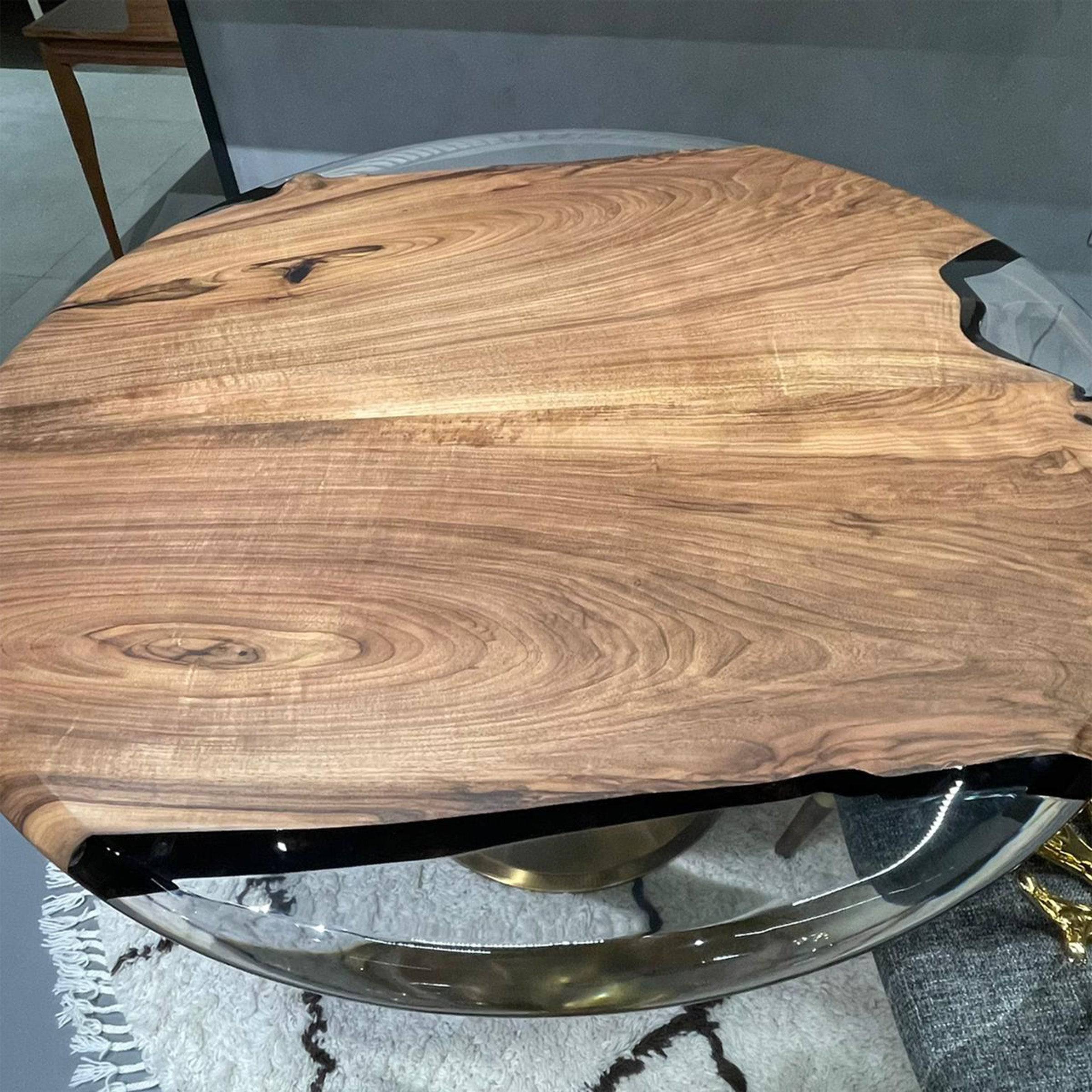 D140Cm Live Edge Resin Dining Table Top Sancround140 - Table Tops - ebarza Furniture UAE | Shop Modern Furniture in Abu Dhabi & Dubai - مفروشات ايبازرا في الامارات | تسوق اثاث عصري وديكورات مميزة في دبي وابوظبي