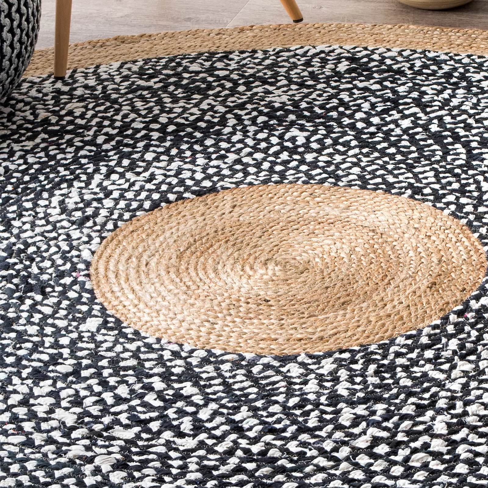 D150 Cm Braided Round Handmade Wool Rug Jh-2350-L - Rugs - ebarza Furniture UAE | Shop Modern Furniture in Abu Dhabi & Dubai - مفروشات ايبازرا في الامارات | تسوق اثاث عصري وديكورات مميزة في دبي وابوظبي