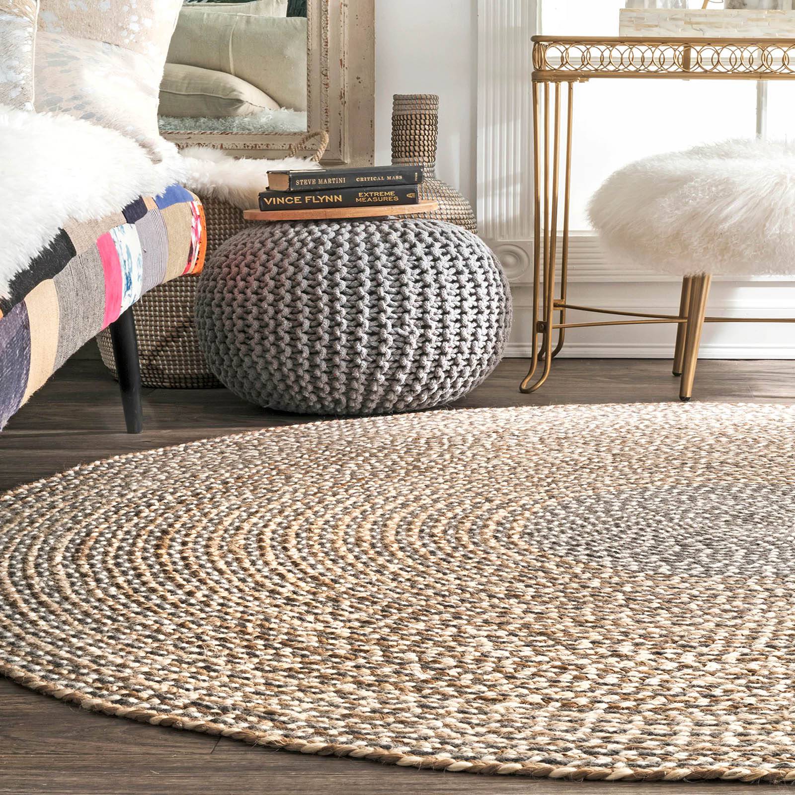 D150 Cm Braided Round Handmade Wool Rug Jh-2351-L - Rugs - ebarza Furniture UAE | Shop Modern Furniture in Abu Dhabi & Dubai - مفروشات ايبازرا في الامارات | تسوق اثاث عصري وديكورات مميزة في دبي وابوظبي