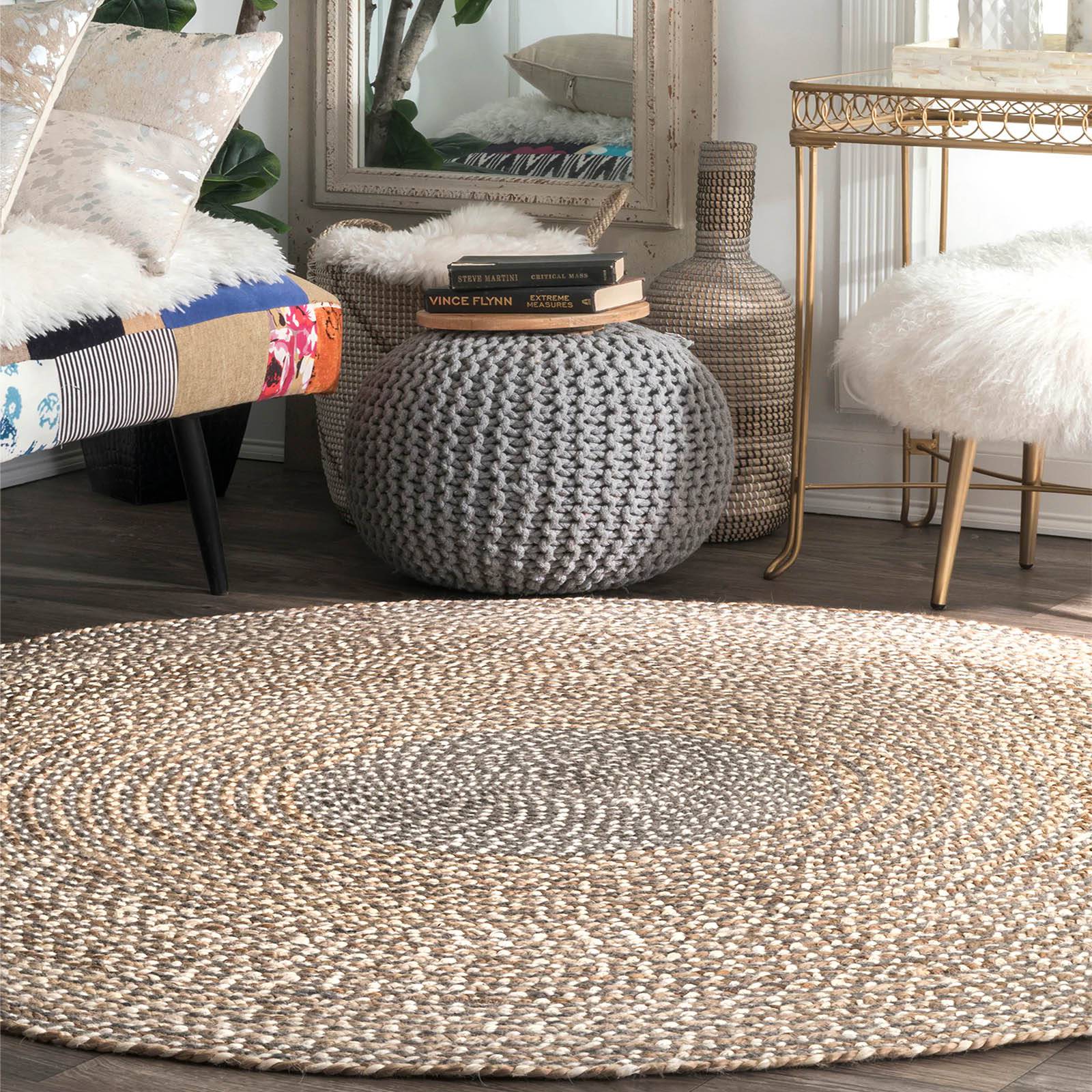 D150 Cm Braided Round Handmade Wool Rug Jh-2351-L - Rugs - ebarza Furniture UAE | Shop Modern Furniture in Abu Dhabi & Dubai - مفروشات ايبازرا في الامارات | تسوق اثاث عصري وديكورات مميزة في دبي وابوظبي